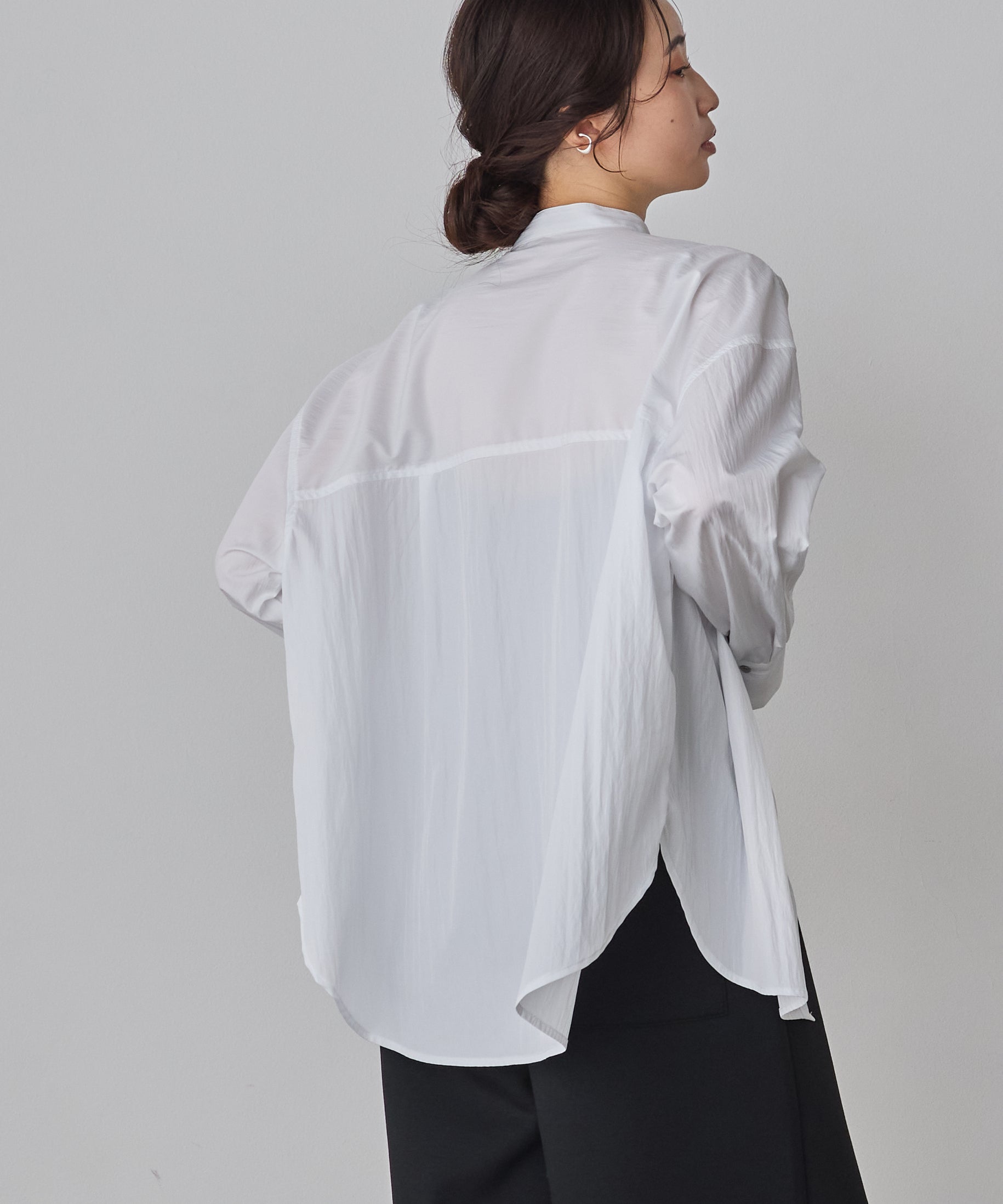 【WEB限定/別注】【イージーケア】バンドカラーオーバーデザインシャツ