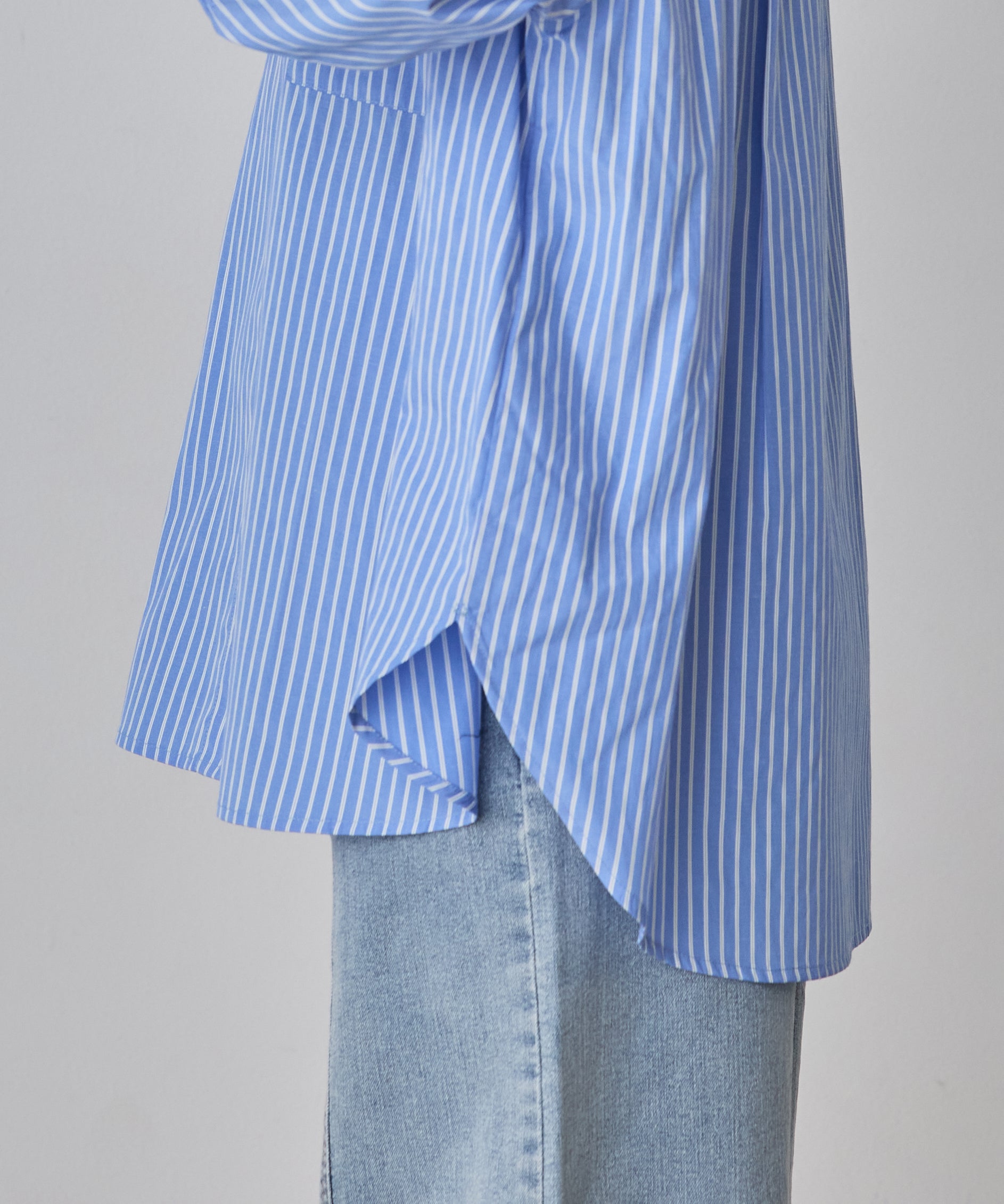 【WEB限定/別注】【イージーケア】バンドカラーオーバーデザインシャツ