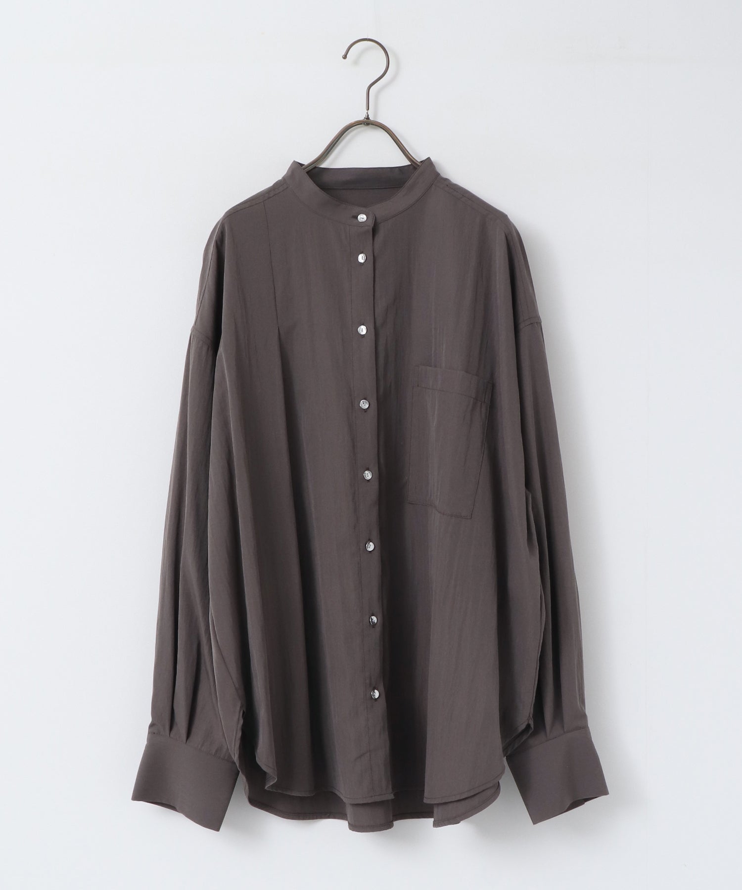 【WEB限定/別注】【イージーケア】バンドカラーオーバーデザインシャツ