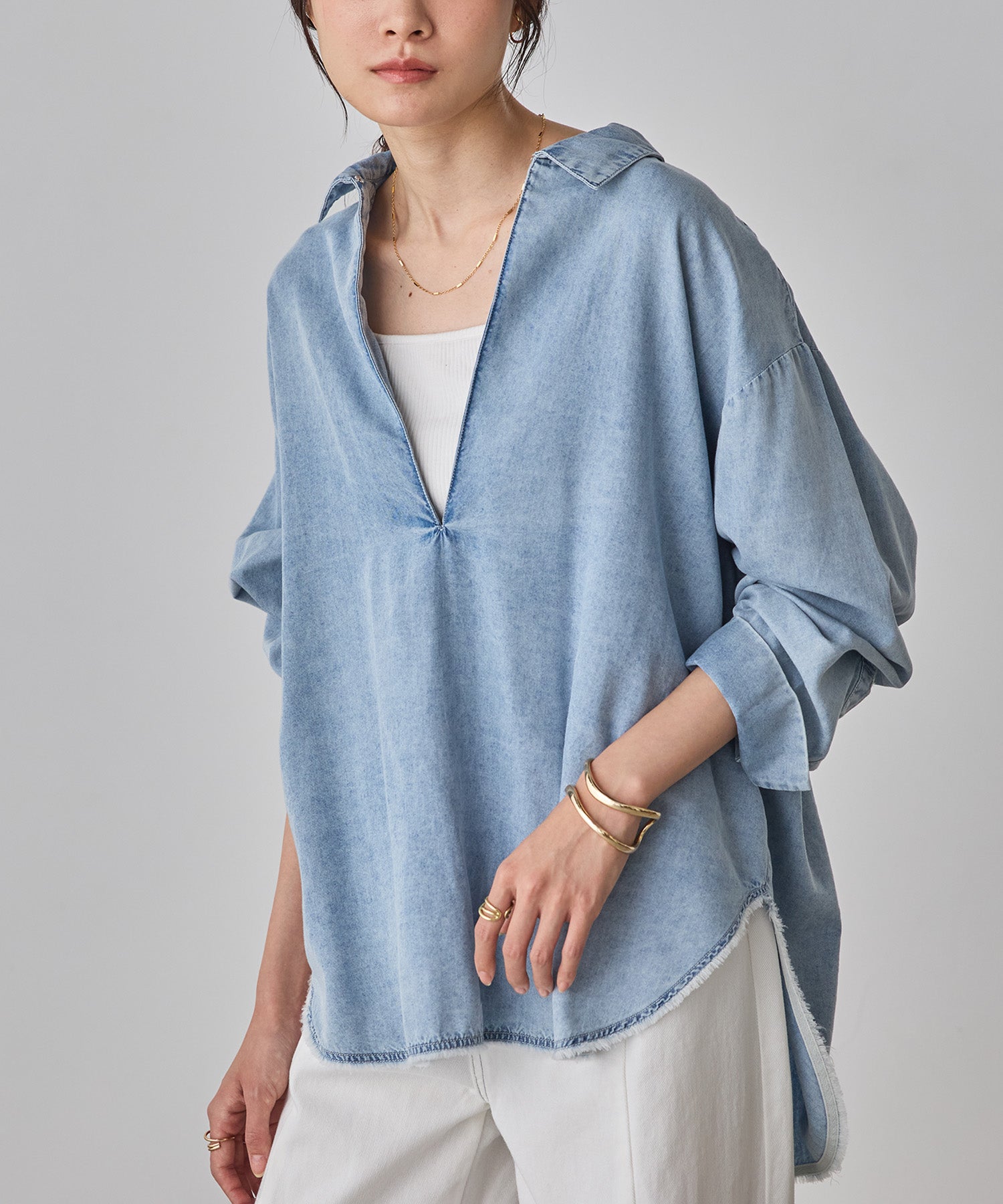 BROAD/TENCEL DENIM SKIPPER SHIRT