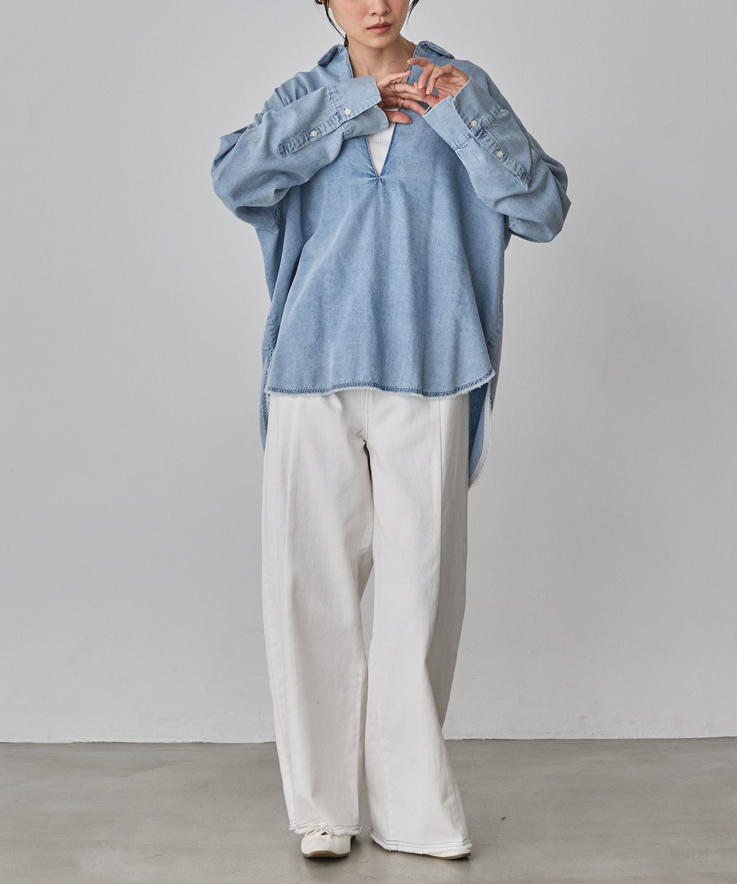 BROAD/TENCEL DENIM SKIPPER SHIRT