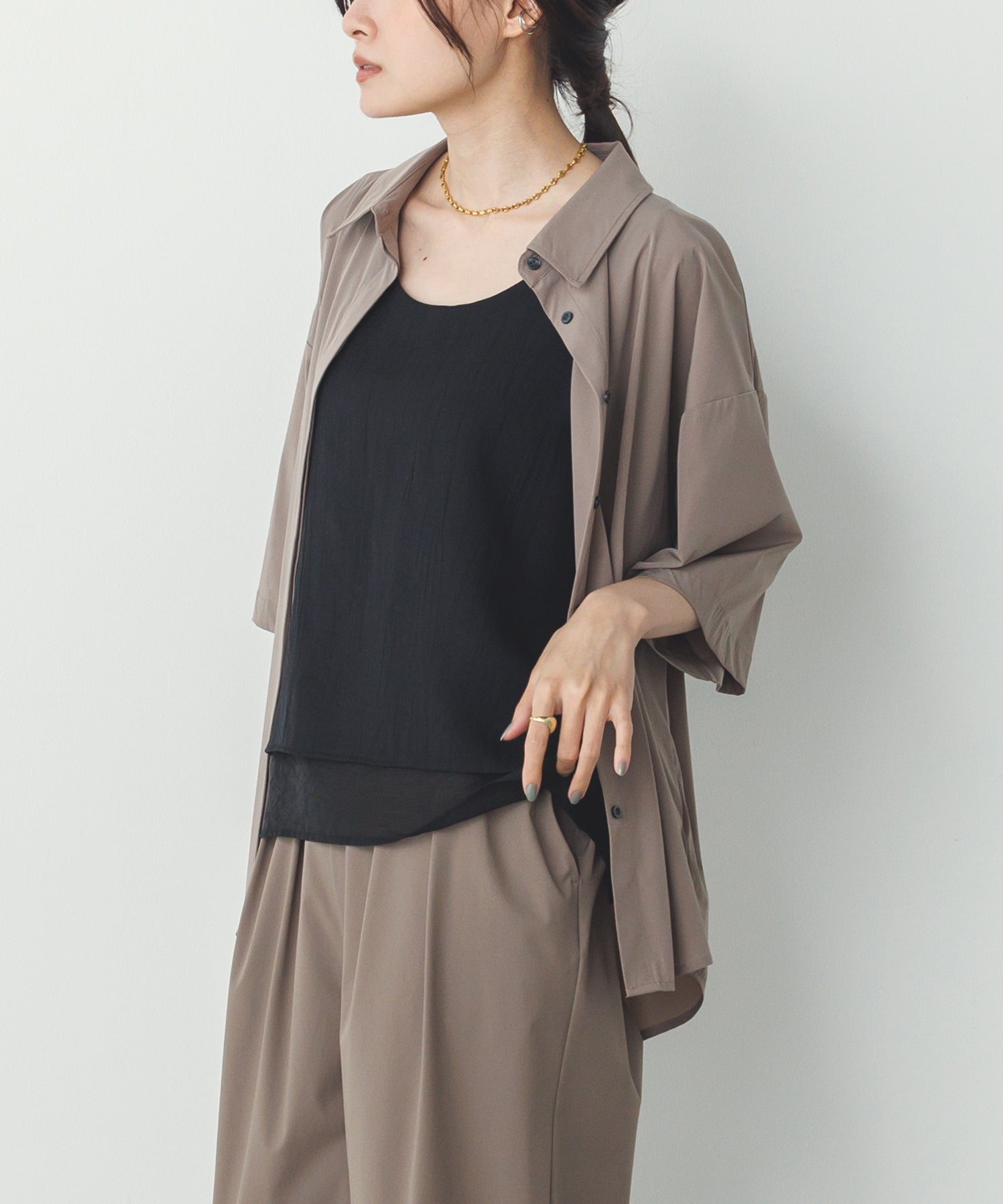 【新色追加】【接触冷感】 バックタックシャツ