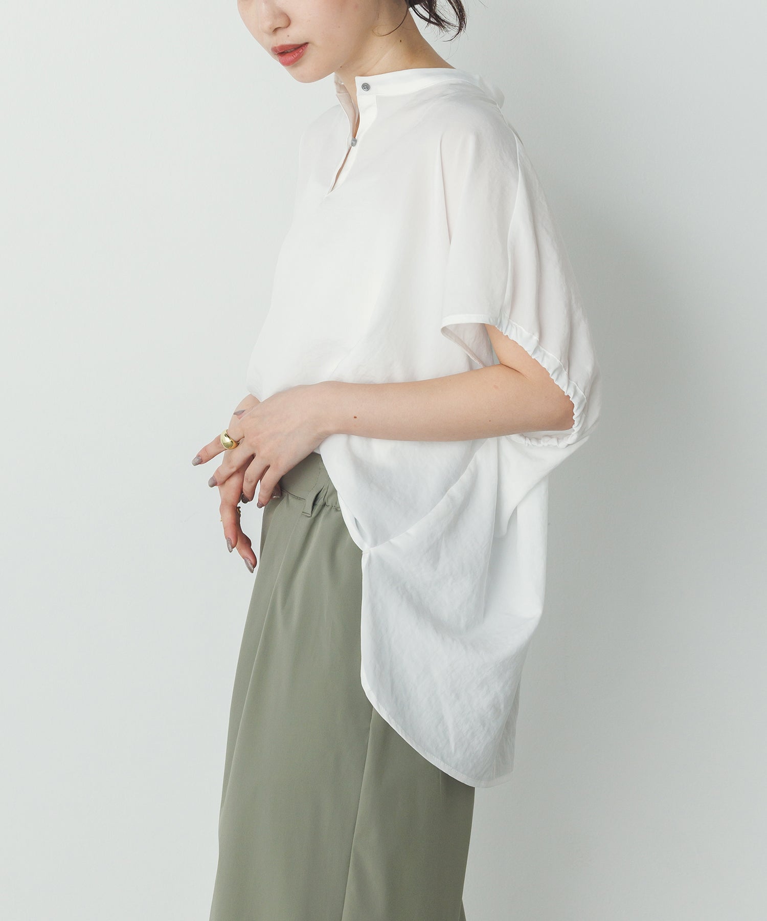 スパンローン ボリュームフレンチブラウス