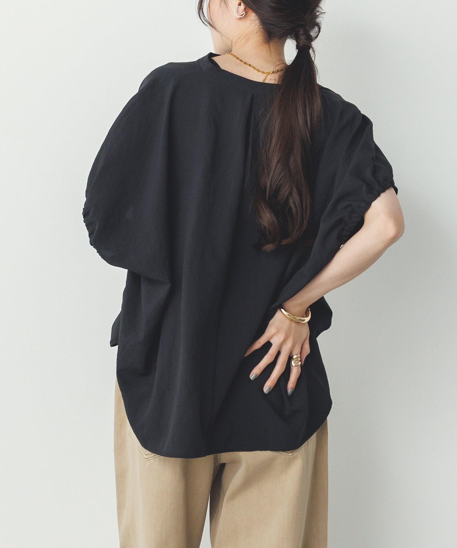 スパンローン ボリュームフレンチブラウス