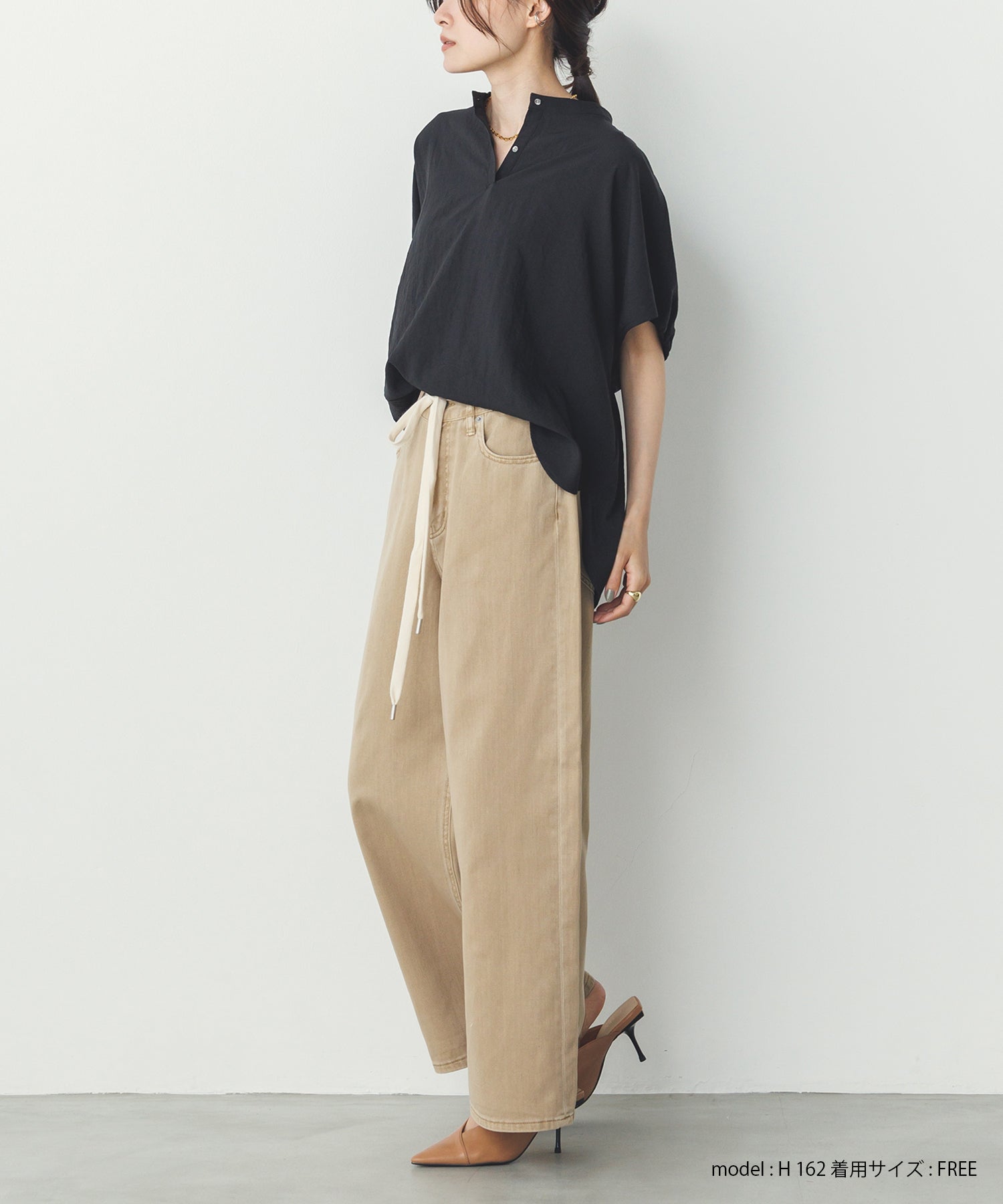 スパンローン ボリュームフレンチブラウス