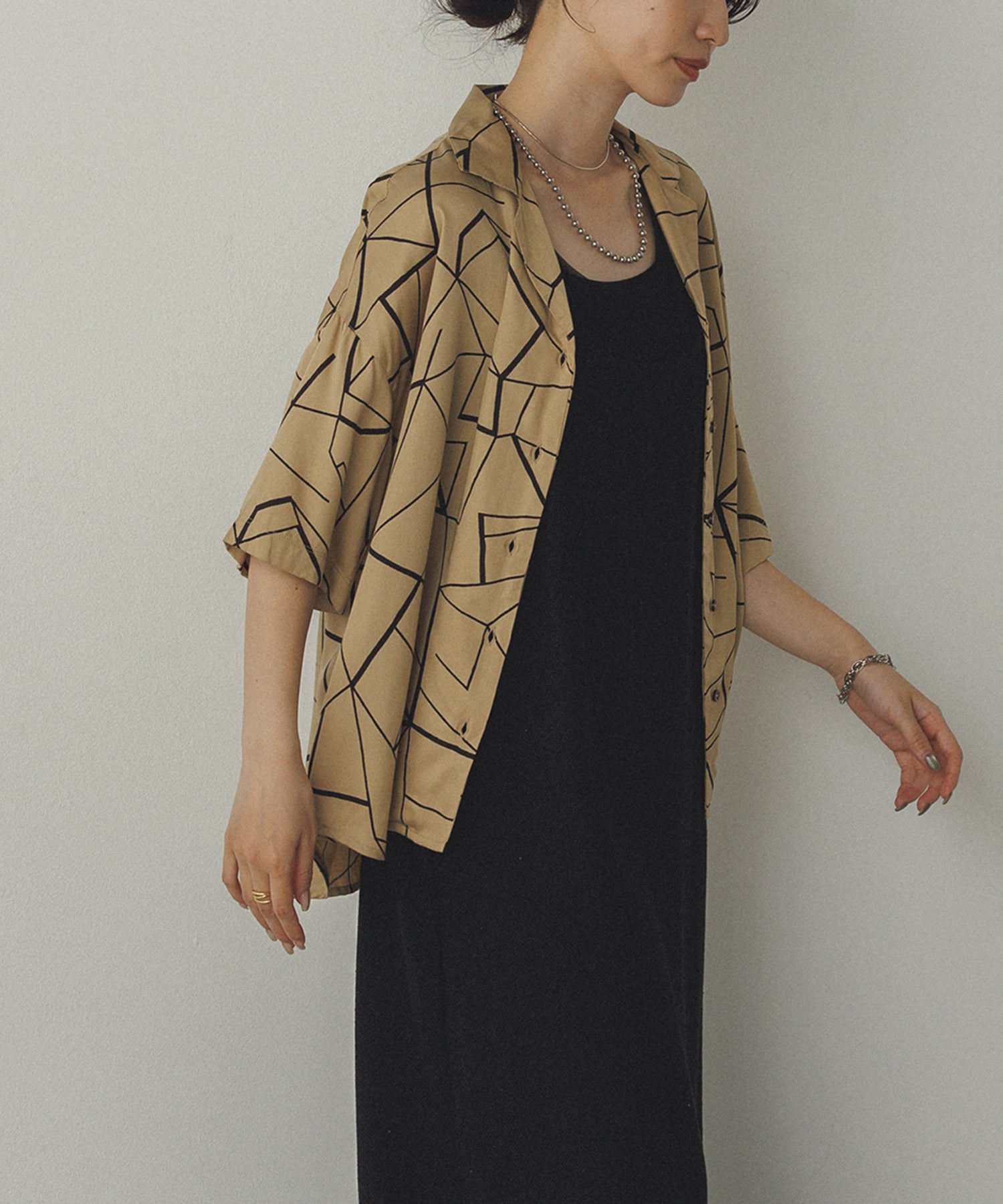 VISCOSE SATIN PRINTED OPEN-COLLAR SHIRT