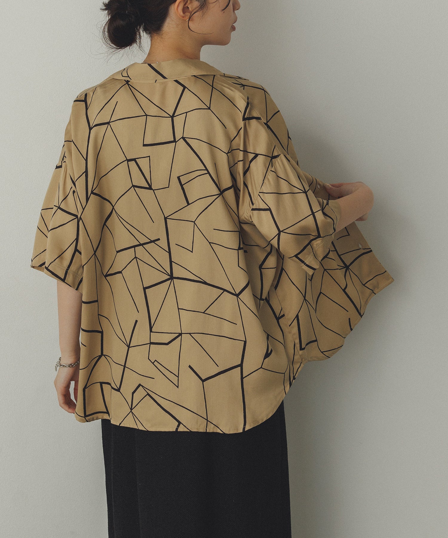 VISCOSE SATIN PRINTED OPEN-COLLAR SHIRT