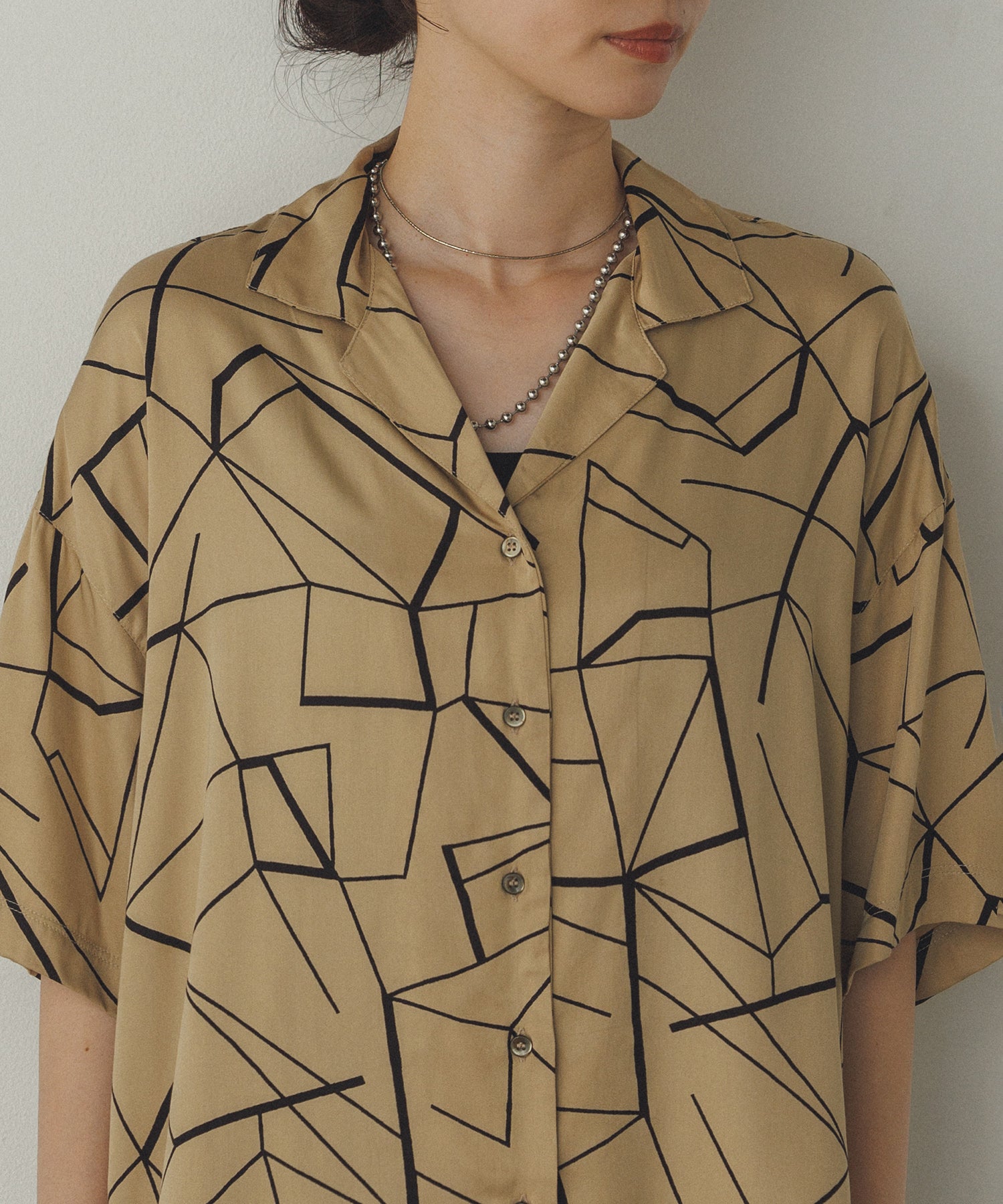 VISCOSE SATIN PRINTED OPEN-COLLAR SHIRT