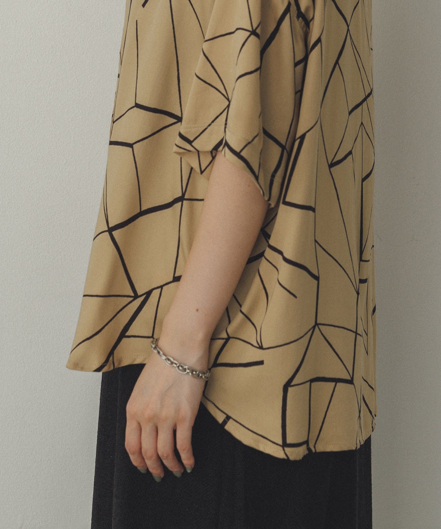 VISCOSE SATIN PRINTED OPEN-COLLAR SHIRT