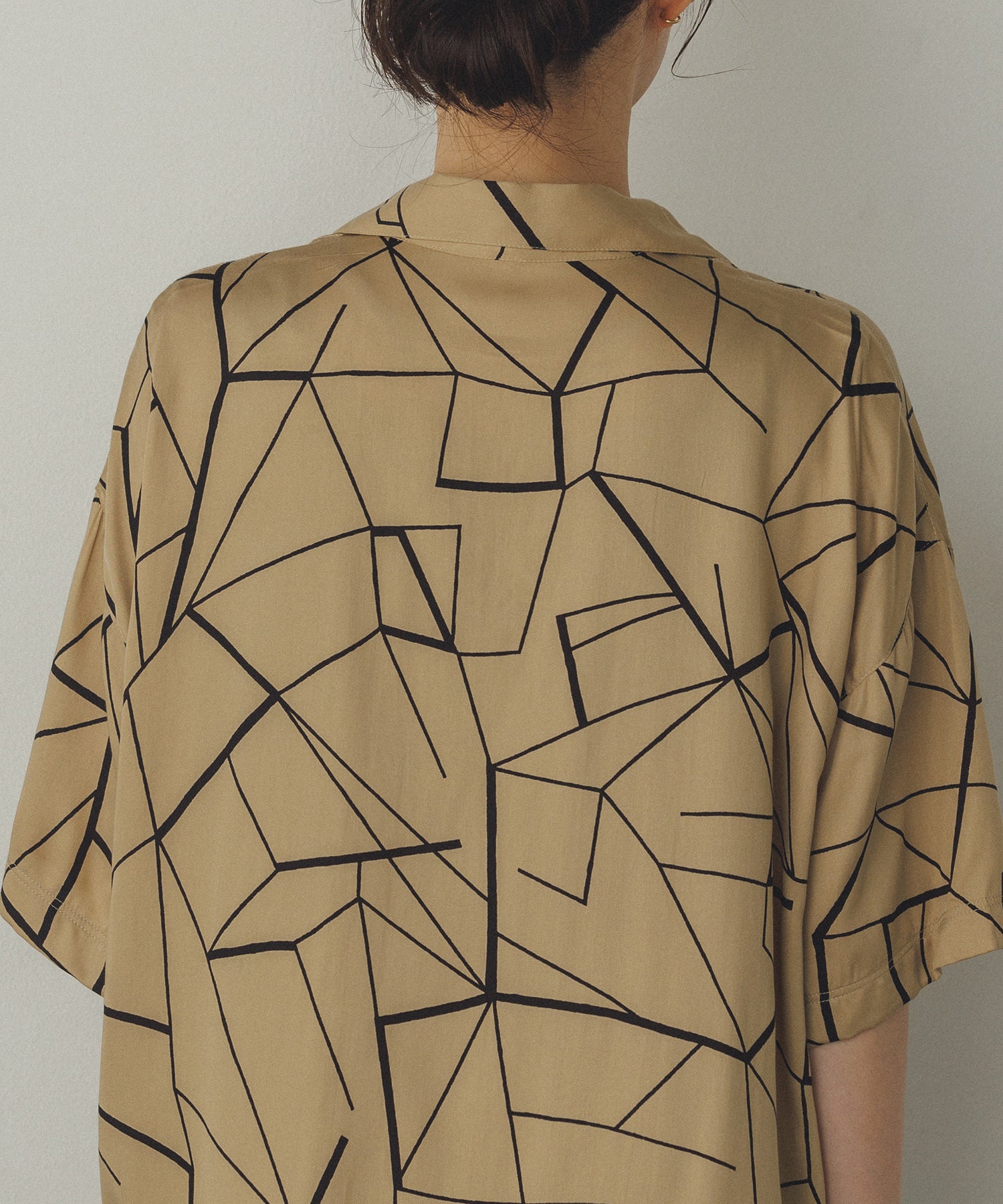 VISCOSE SATIN PRINTED OPEN-COLLAR SHIRT