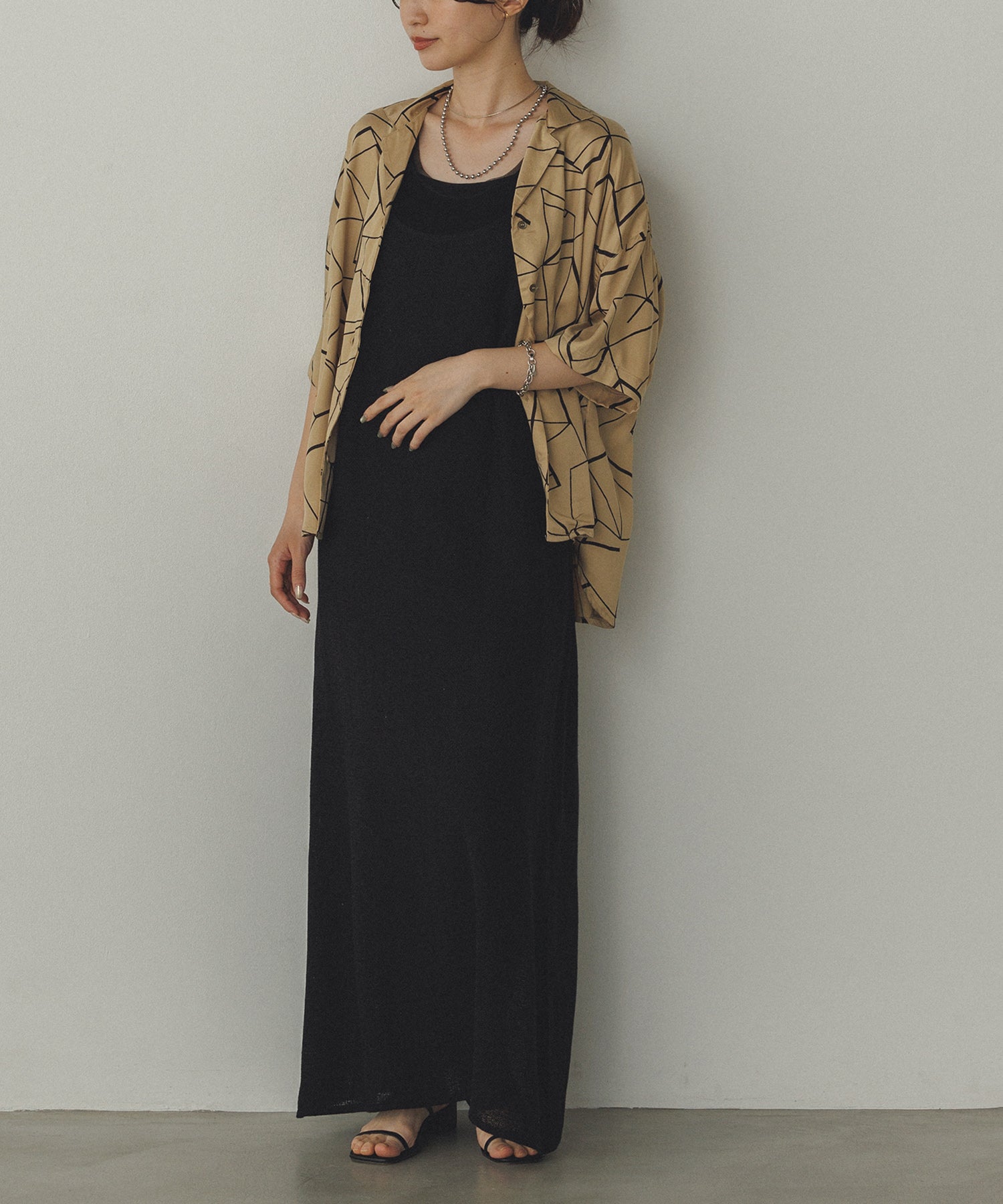 VISCOSE SATIN PRINTED OPEN-COLLAR SHIRT