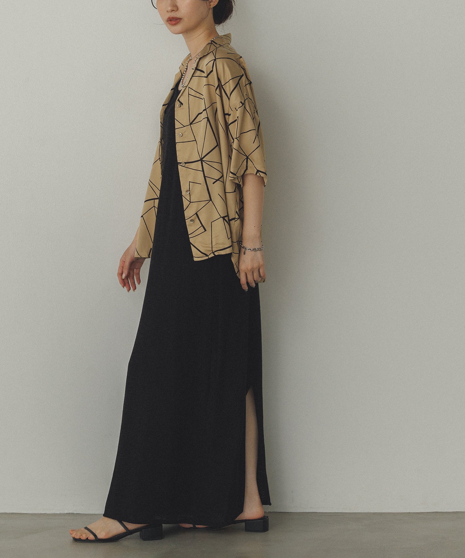 VISCOSE SATIN PRINTED OPEN-COLLAR SHIRT