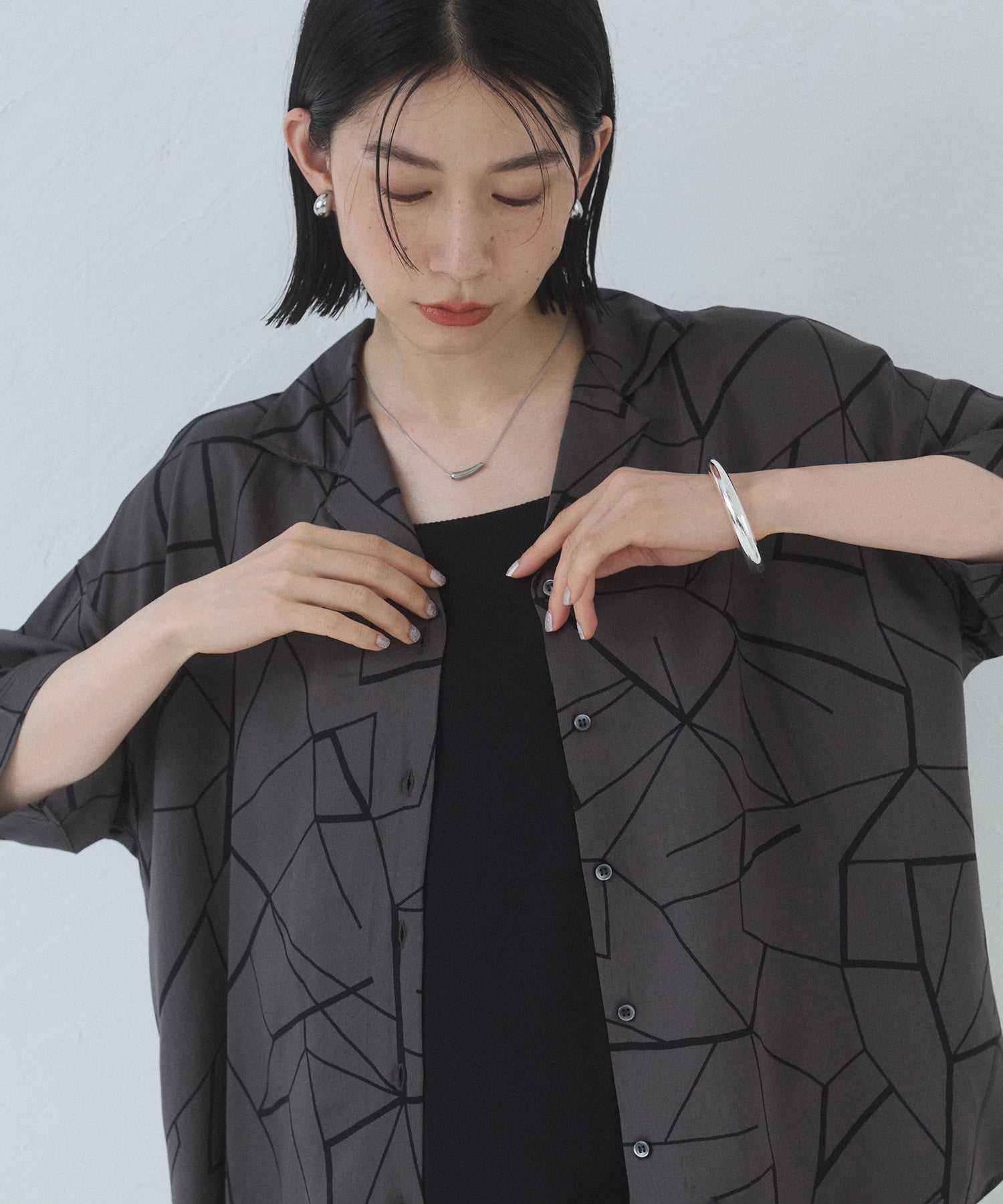 VISCOSE SATIN PRINTED OPEN-COLLAR SHIRT