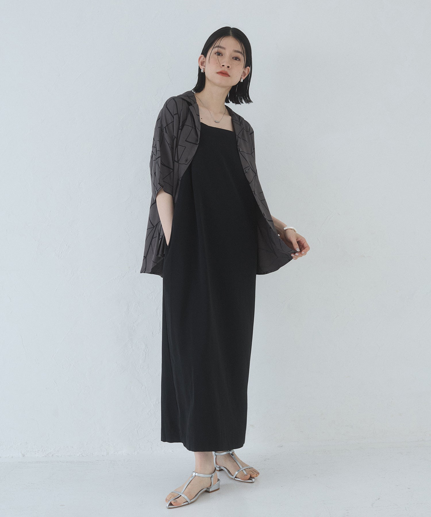 VISCOSE SATIN PRINTED OPEN-COLLAR SHIRT