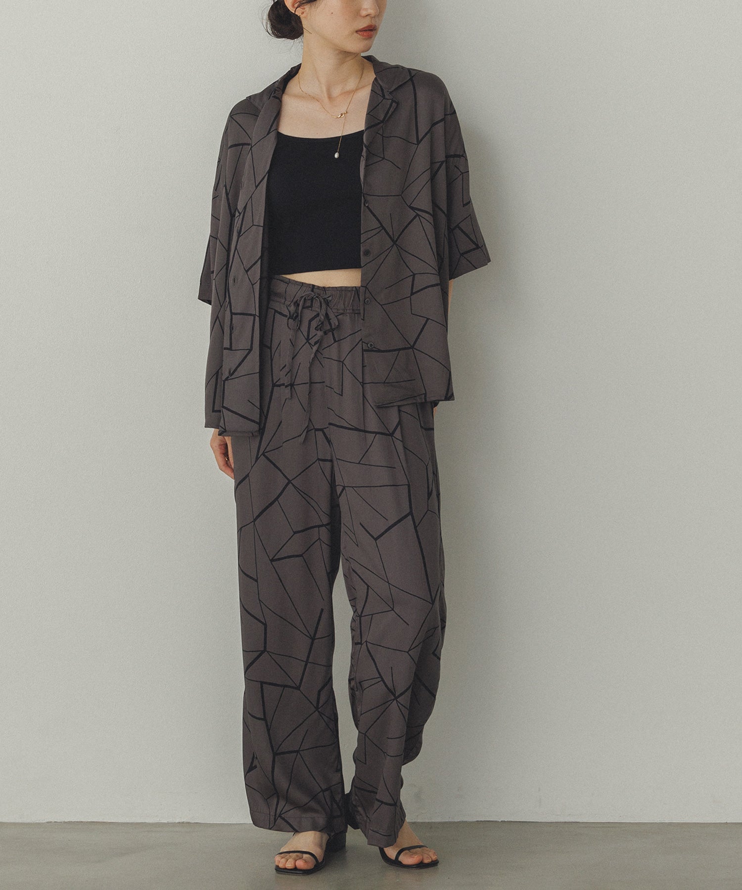 VISCOSE SATIN PRINTED OPEN-COLLAR SHIRT