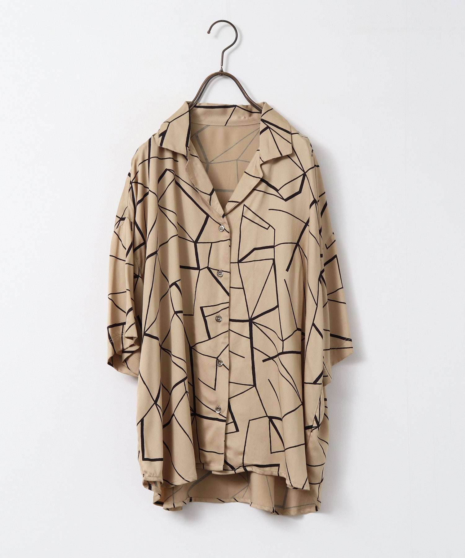 VISCOSE SATIN PRINTED OPEN-COLLAR SHIRT