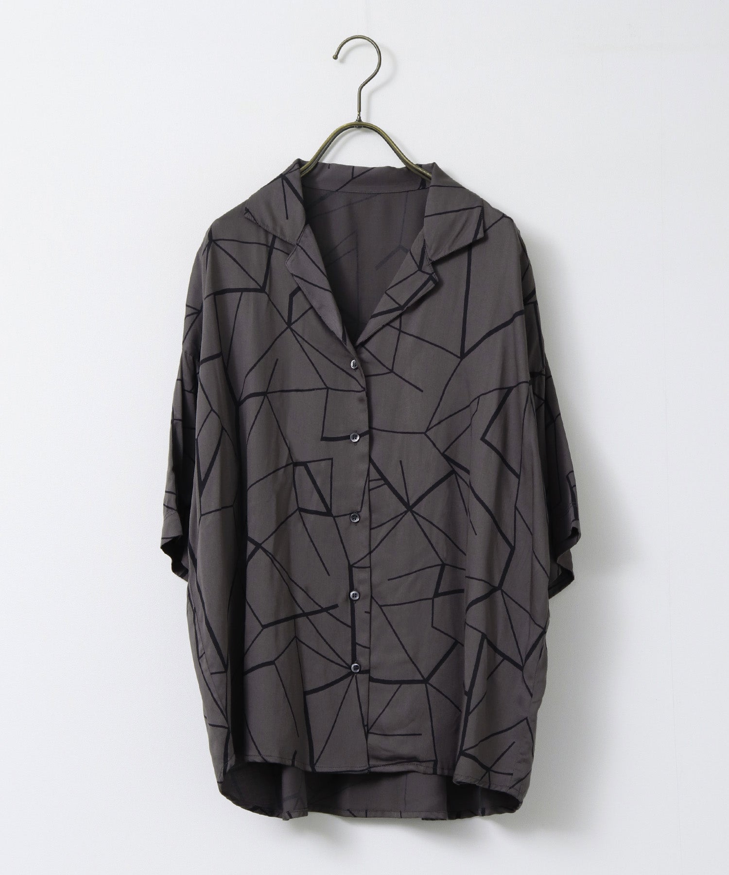 VISCOSE SATIN PRINTED OPEN-COLLAR SHIRT