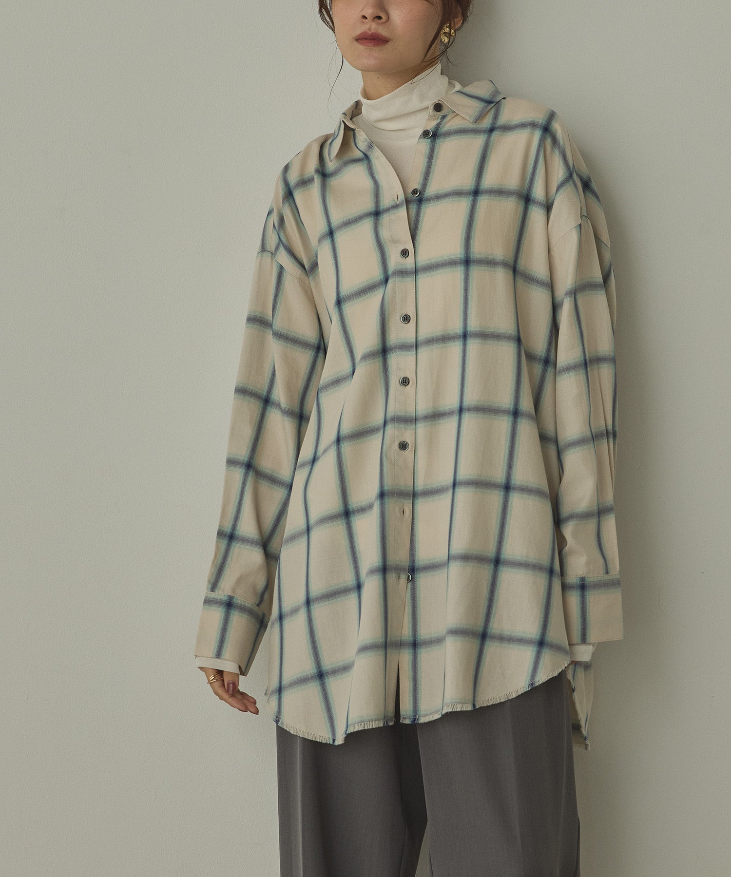【新色追加】オンブレチェック オーバーシャツ