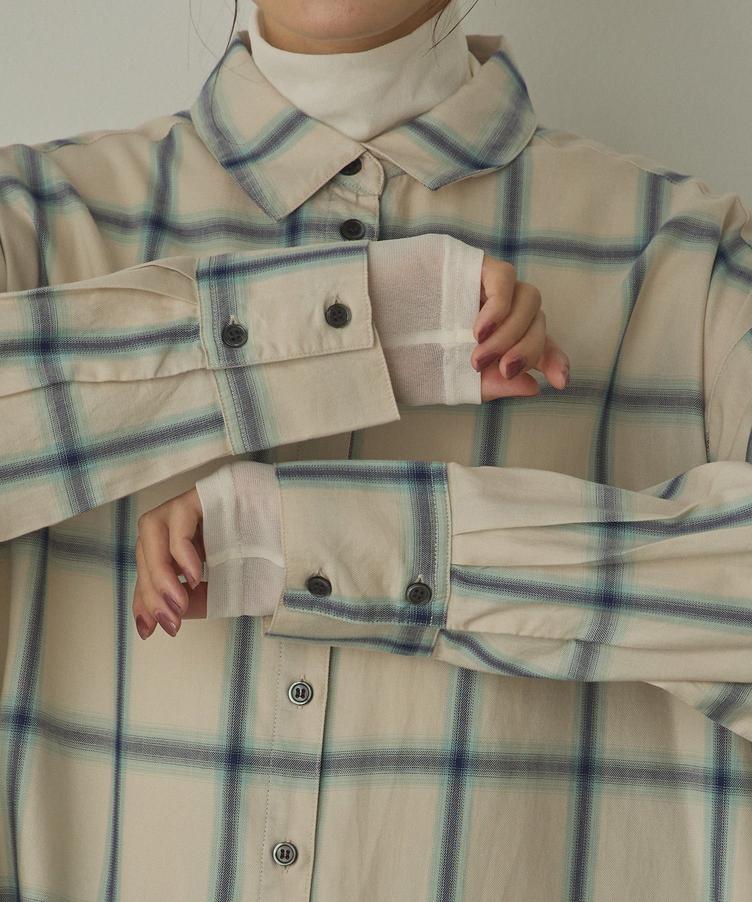 【新色追加】オンブレチェック オーバーシャツ