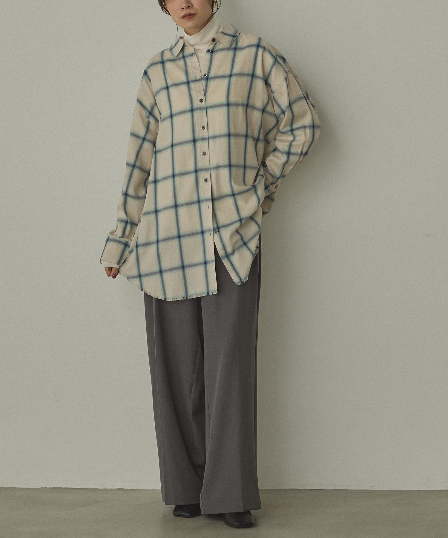 【新色追加】オンブレチェック オーバーシャツ