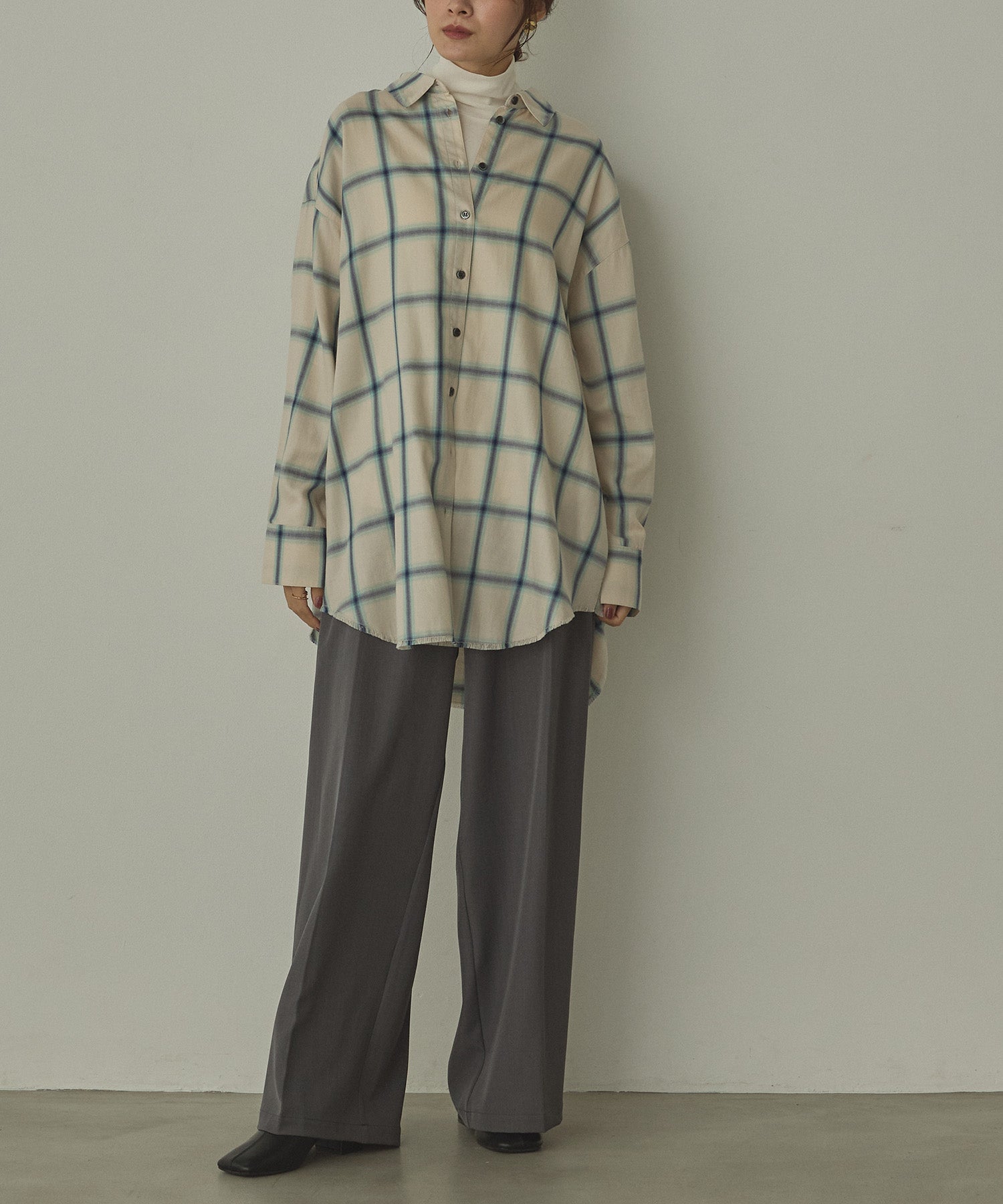 【新色追加】オンブレチェック オーバーシャツ