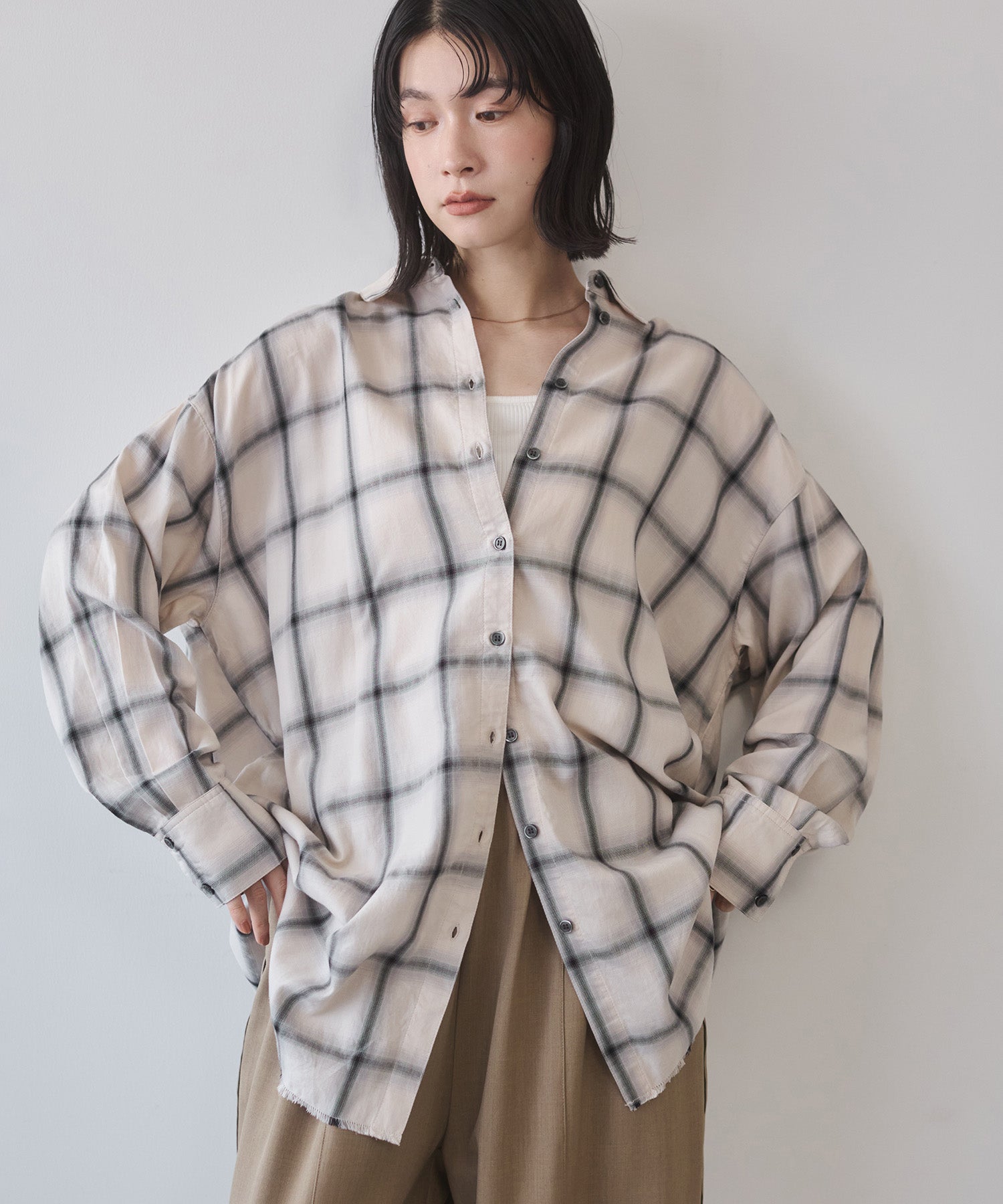 【新色追加】オンブレチェック オーバーシャツ