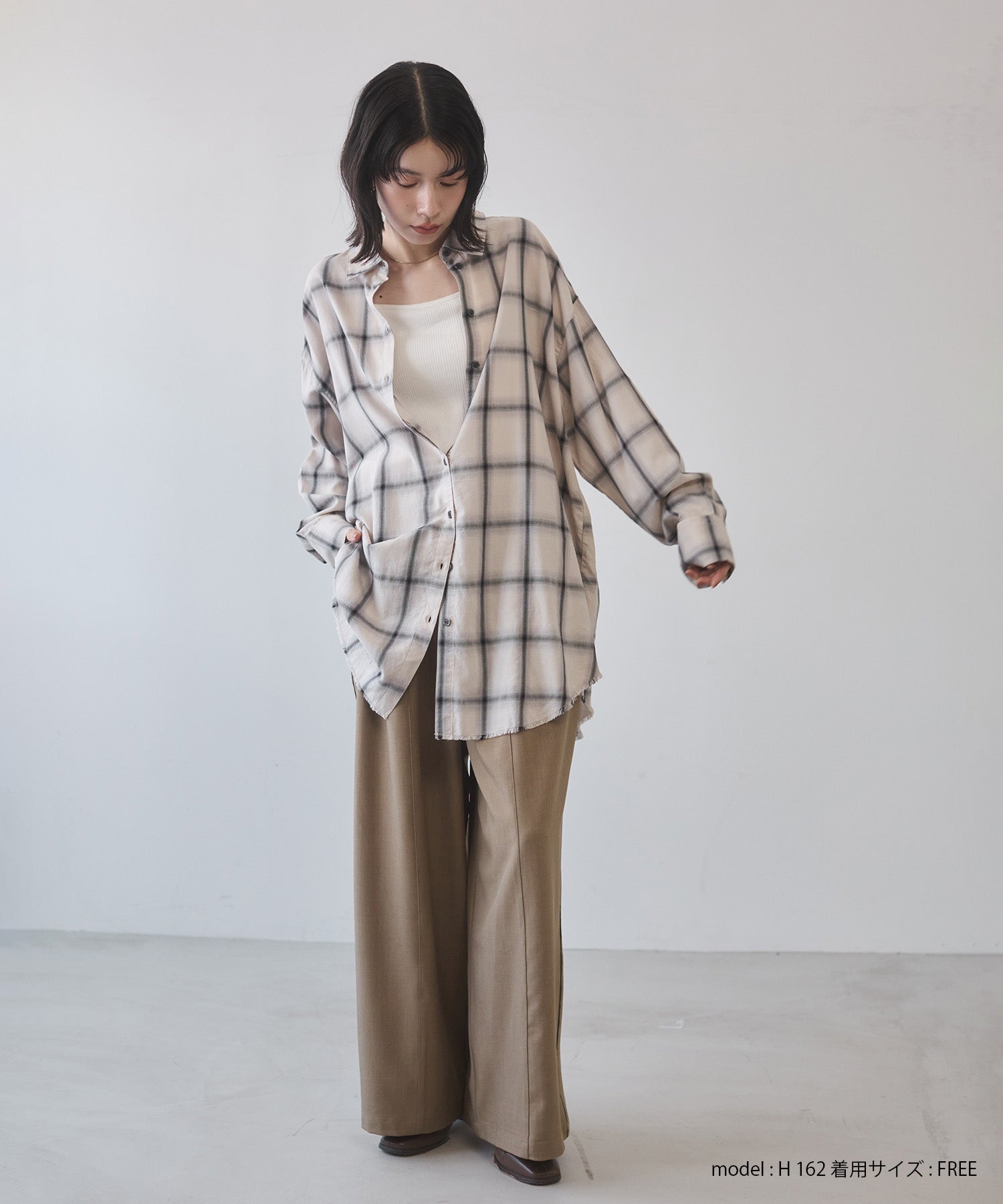 【新色追加】オンブレチェック オーバーシャツ