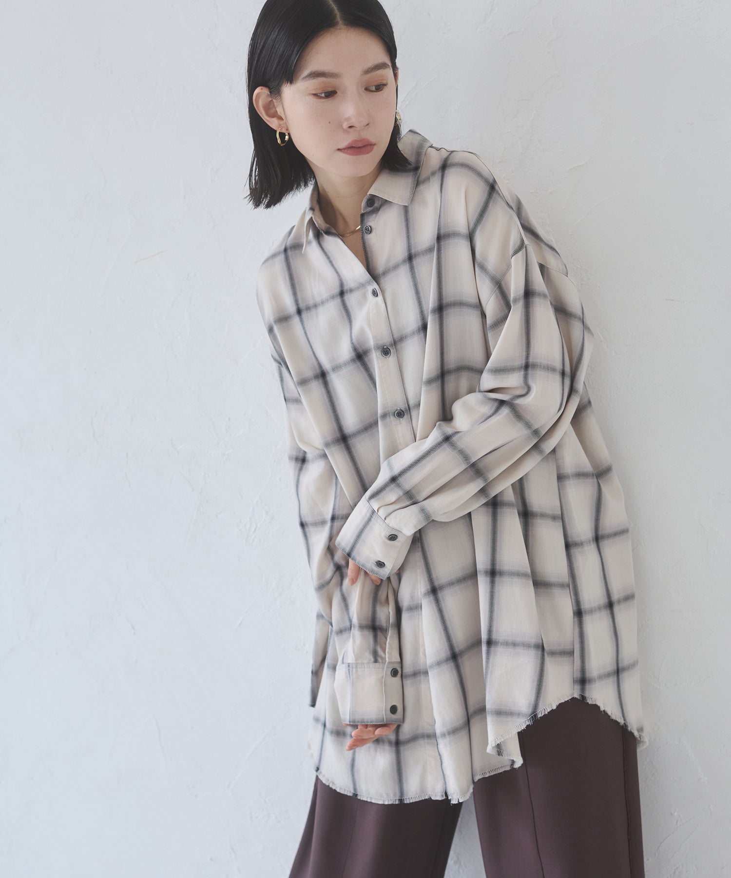 【新色追加】オンブレチェック オーバーシャツ