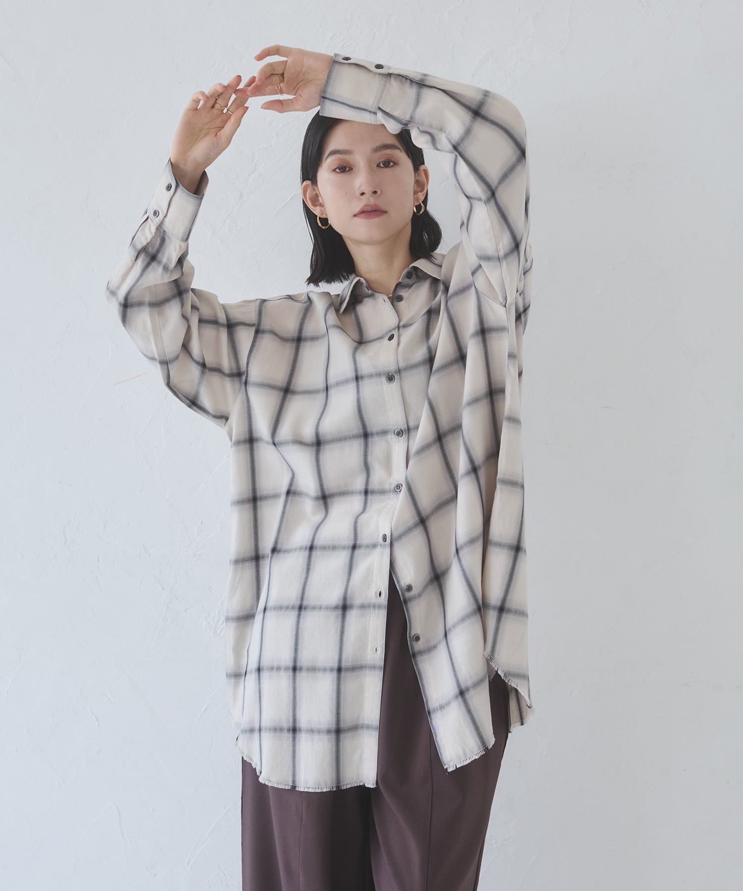 【新色追加】オンブレチェック オーバーシャツ