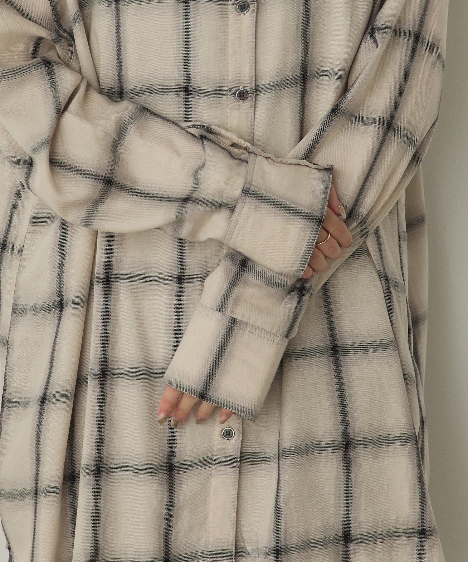 【新色追加】オンブレチェック オーバーシャツ