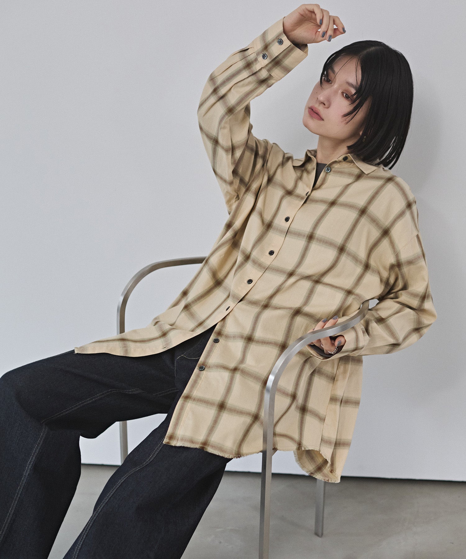 【新色追加】オンブレチェック オーバーシャツ