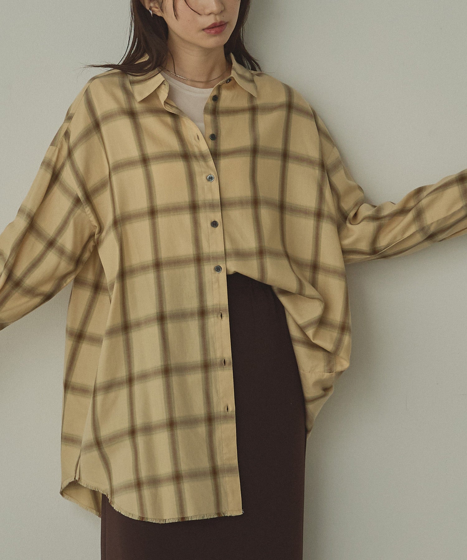【新色追加】オンブレチェック オーバーシャツ