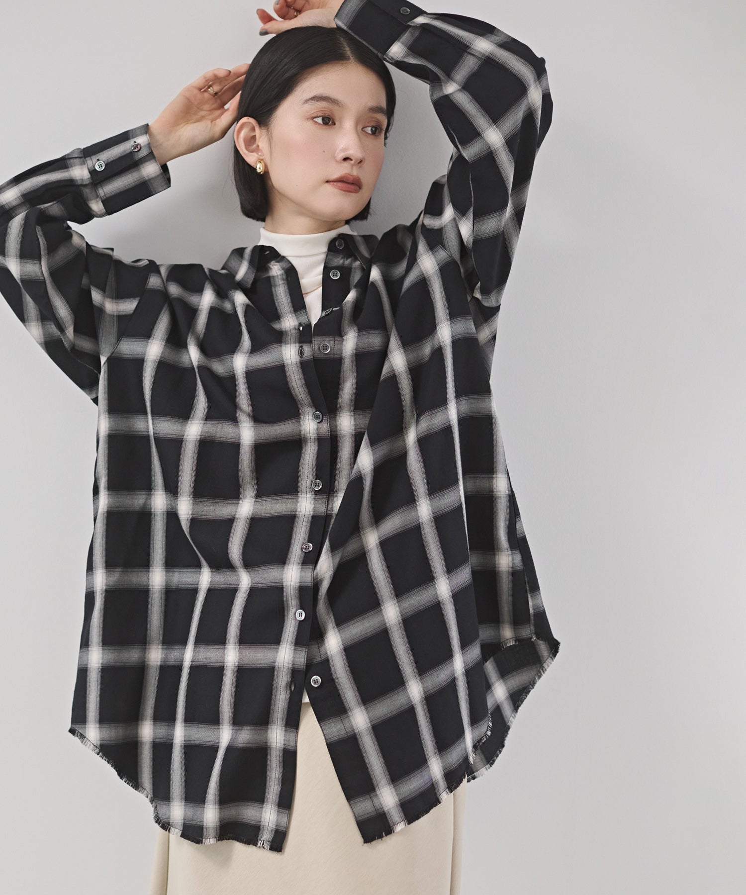 【新色追加】オンブレチェック オーバーシャツ