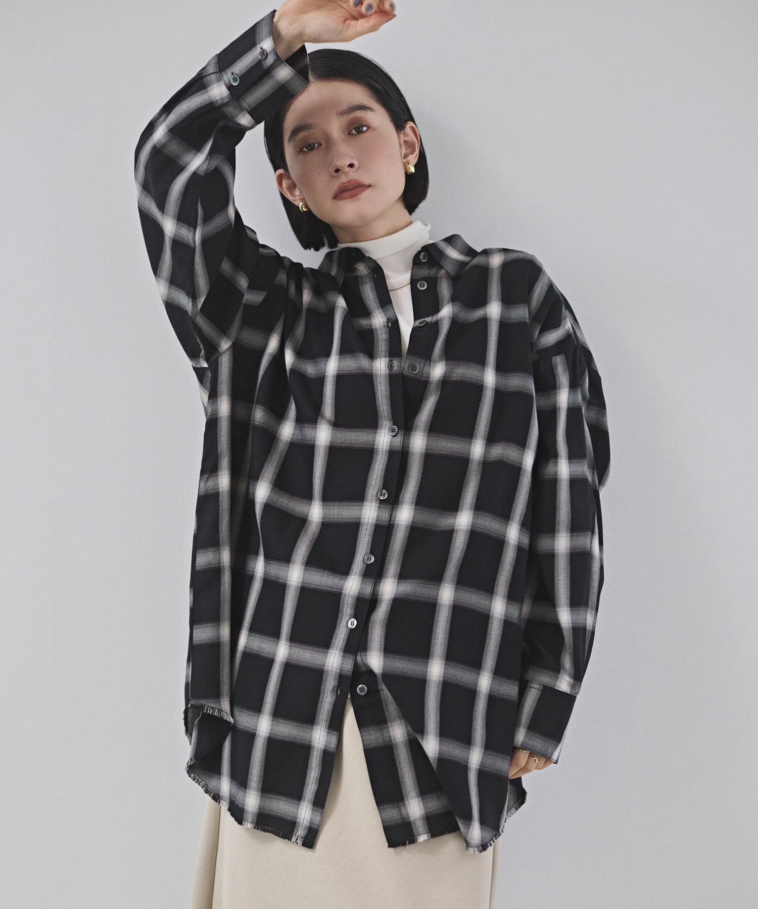 【新色追加】オンブレチェック オーバーシャツ