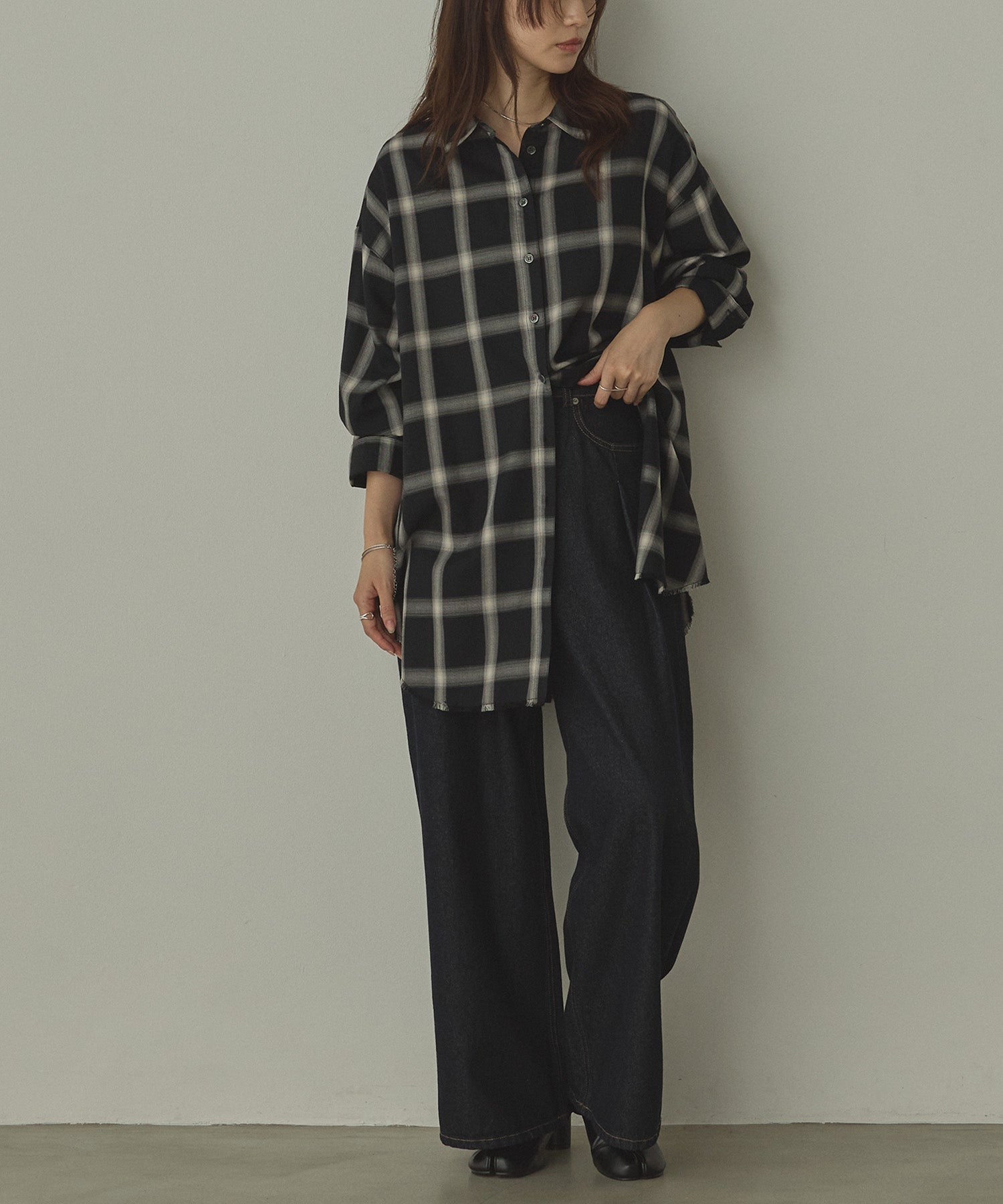 【新色追加】オンブレチェック オーバーシャツ