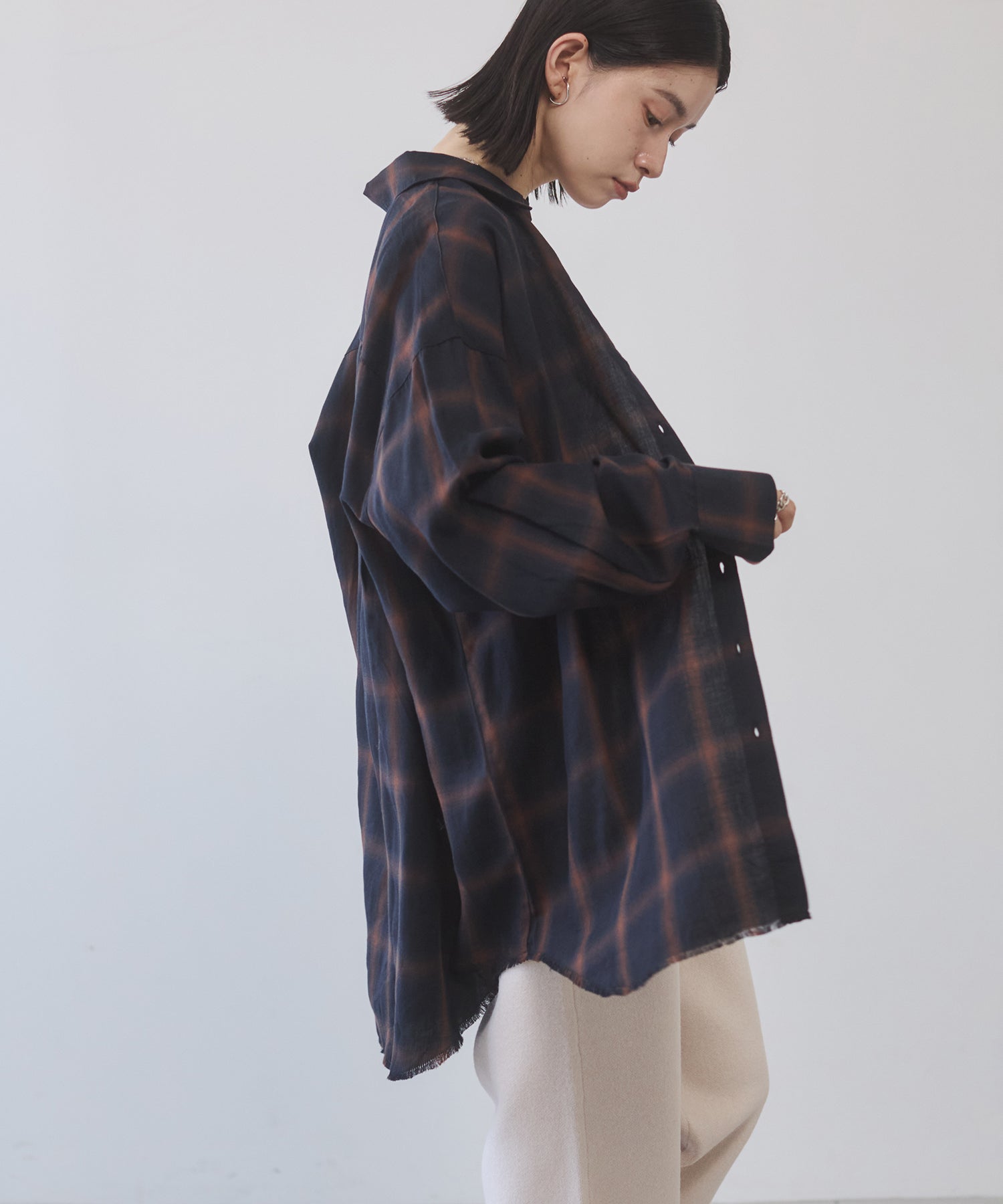 【新色追加】オンブレチェック オーバーシャツ