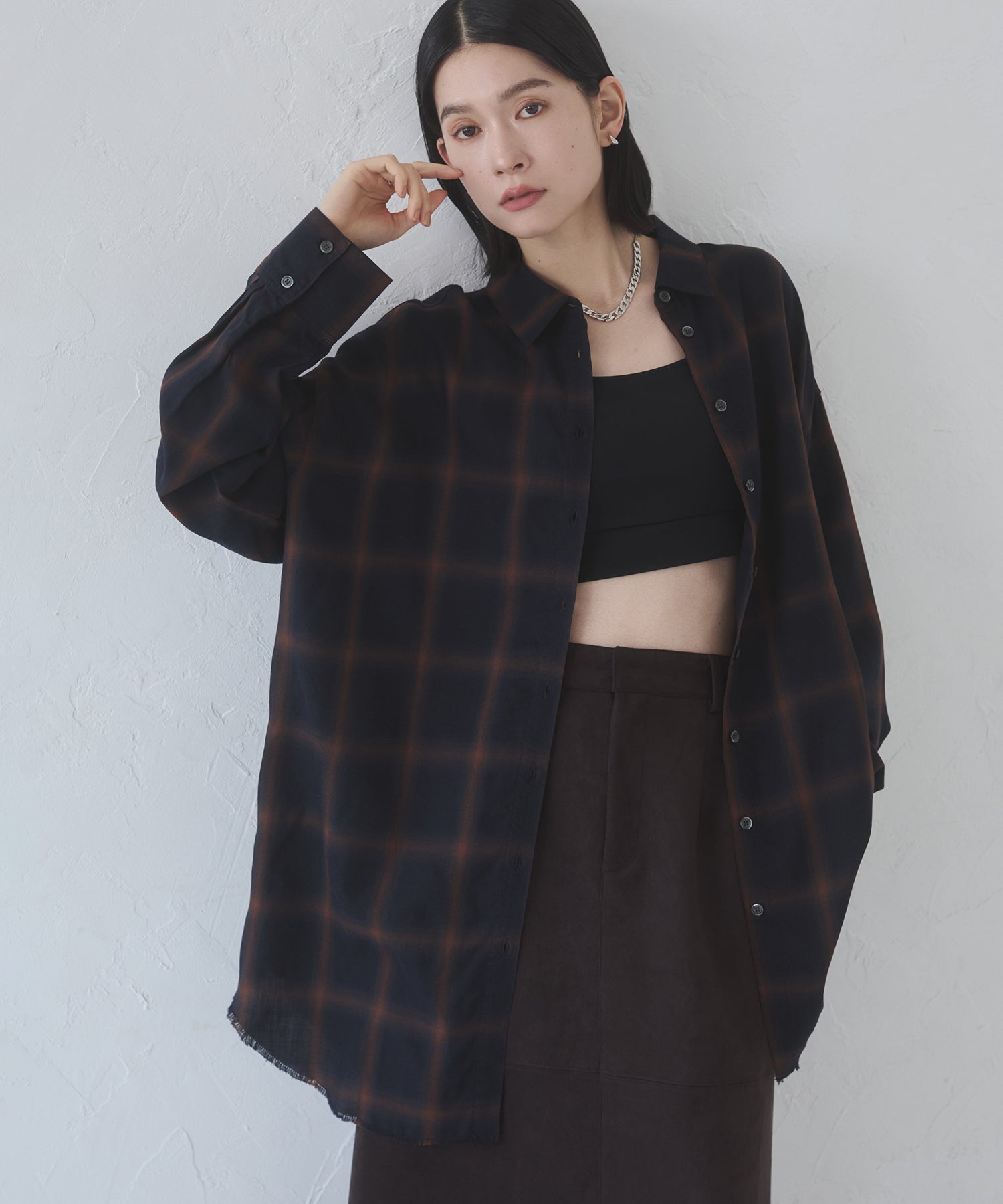 【新色追加】オンブレチェック オーバーシャツ