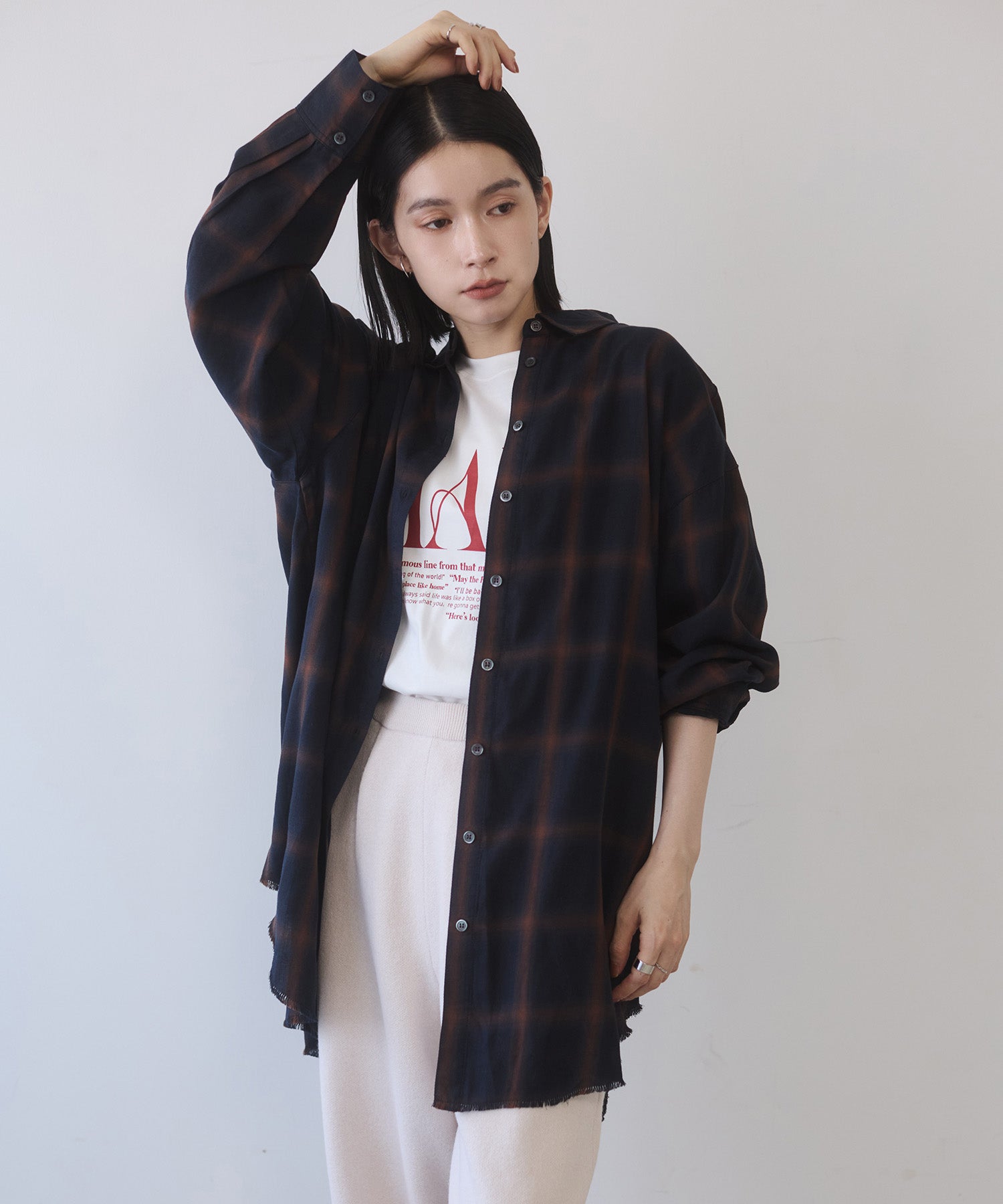 【新色追加】オンブレチェック オーバーシャツ