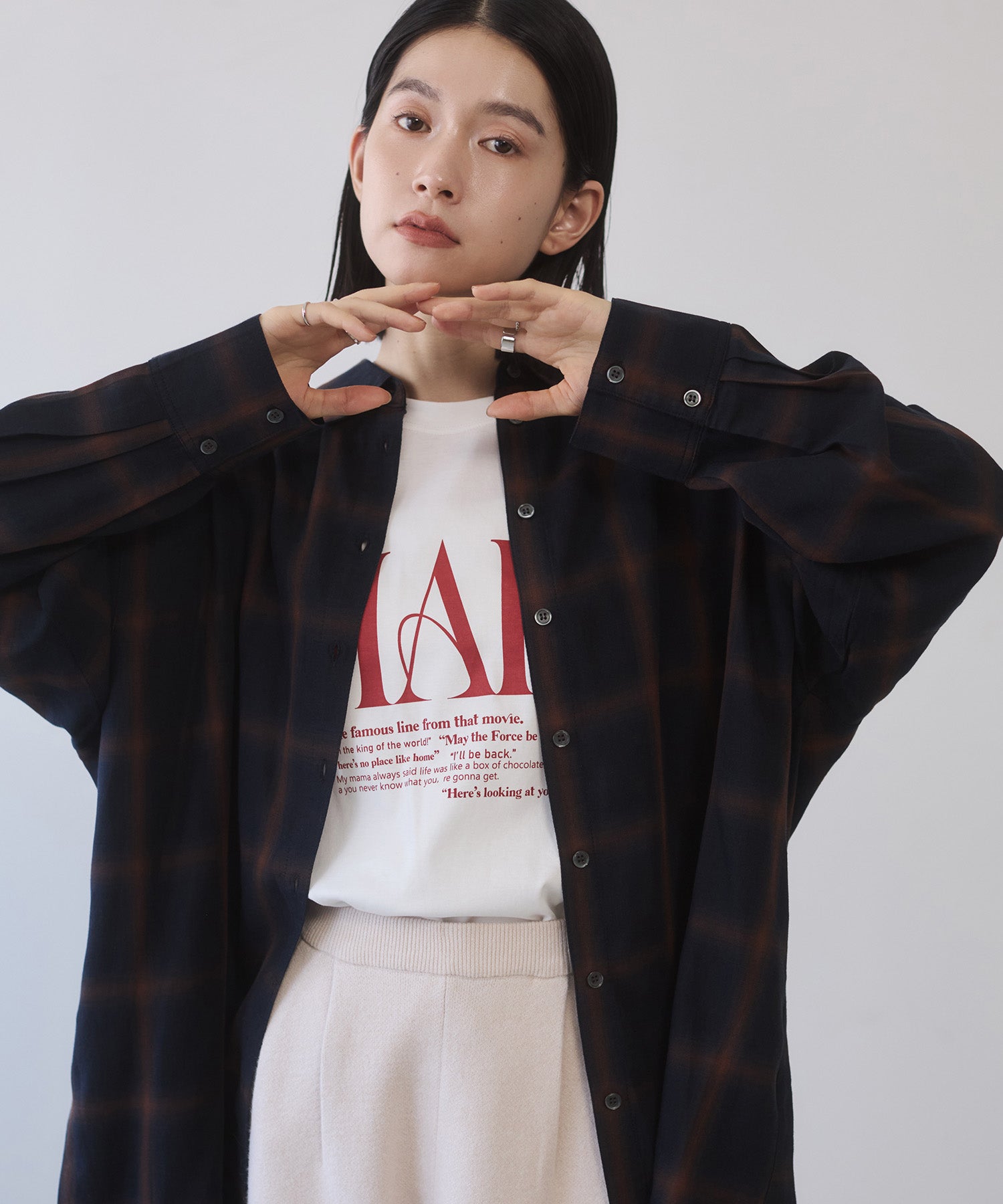 【新色追加】オンブレチェック オーバーシャツ