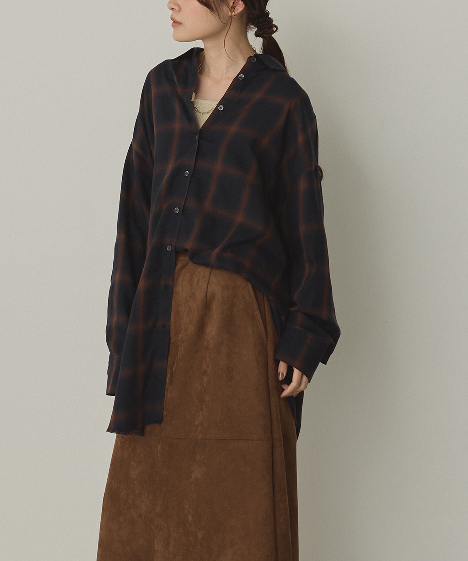 【新色追加】オンブレチェック オーバーシャツ