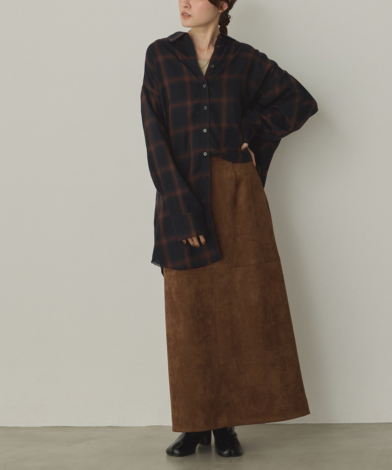 【新色追加】オンブレチェック オーバーシャツ