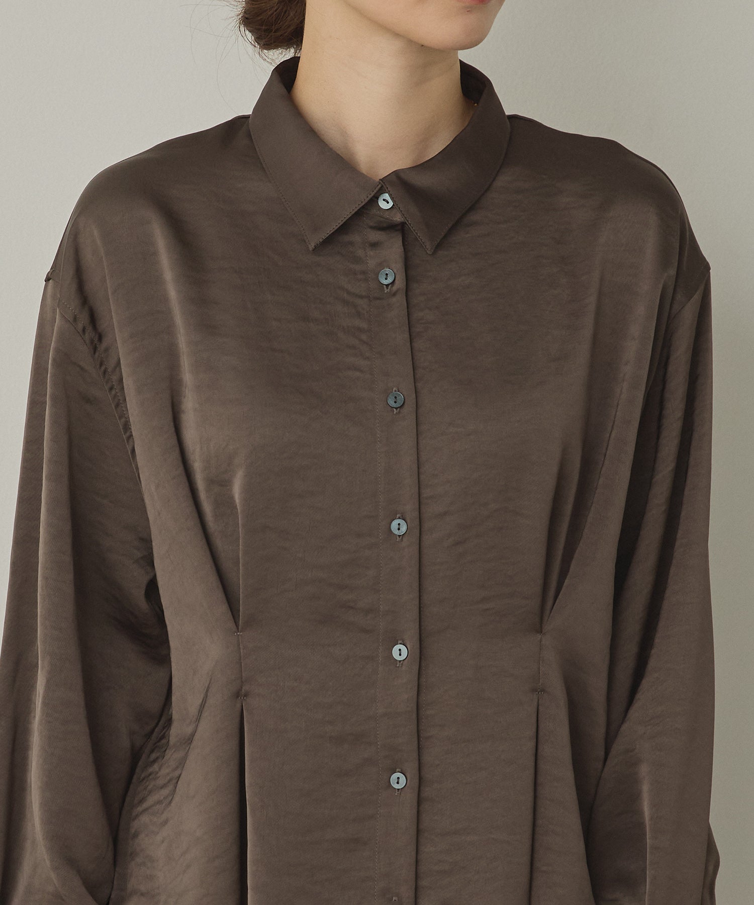 MATTE SATIN TUCK SHIRT