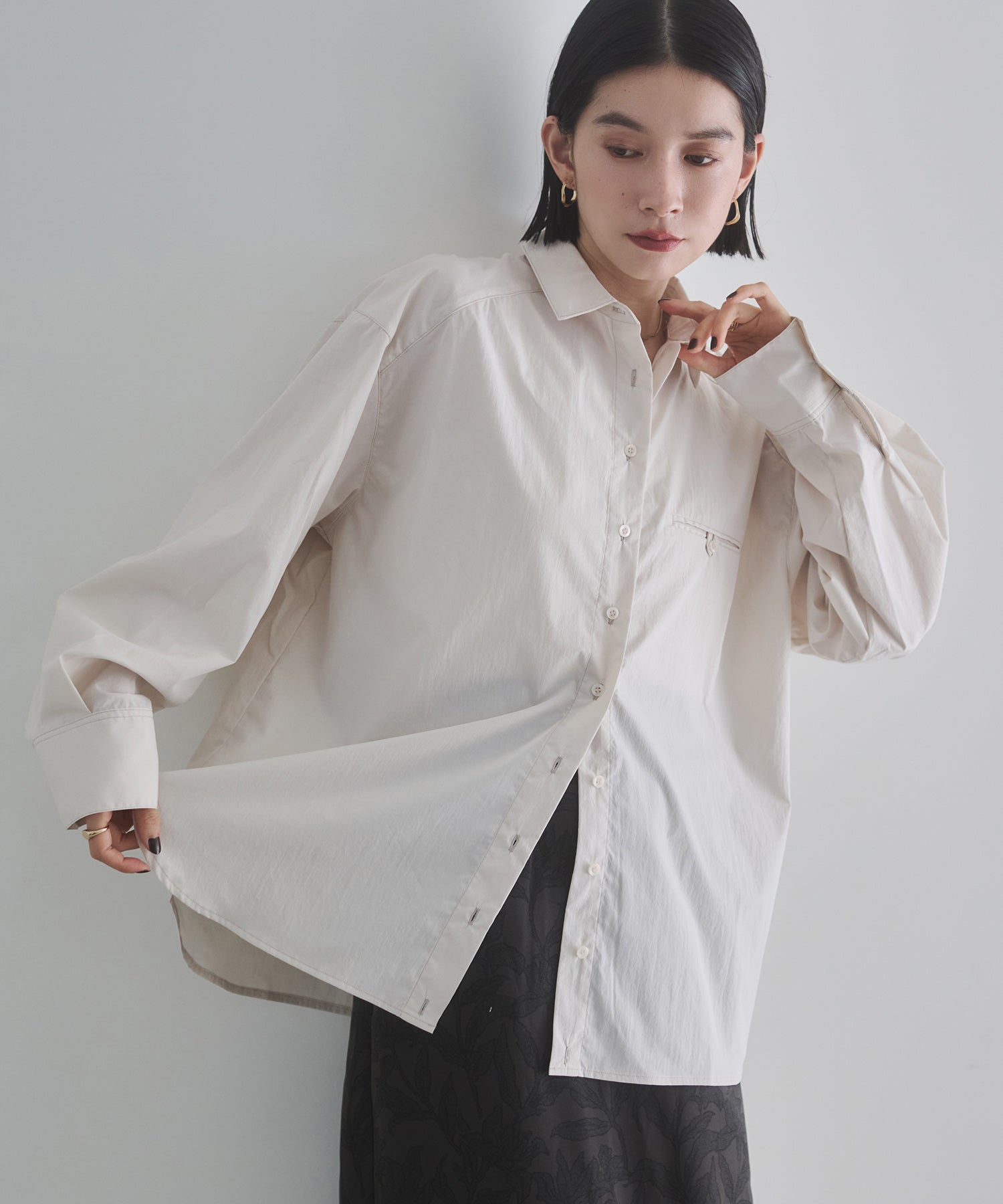 ポリエステルブロード 丈2WAYシャツ