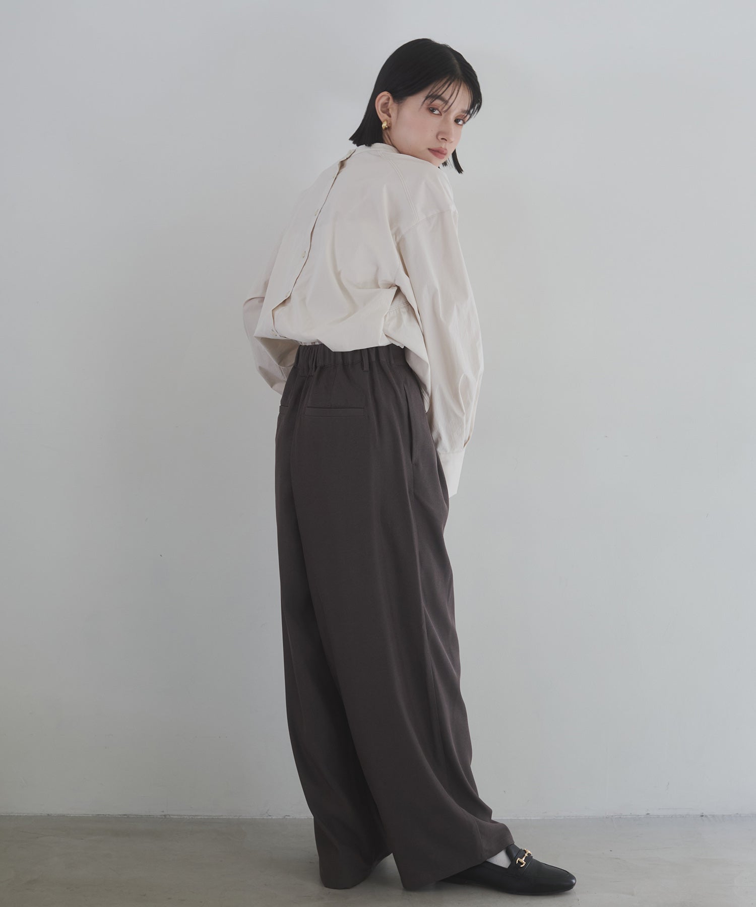 ポリエステルブロード 前後2WAYフリルシャツ