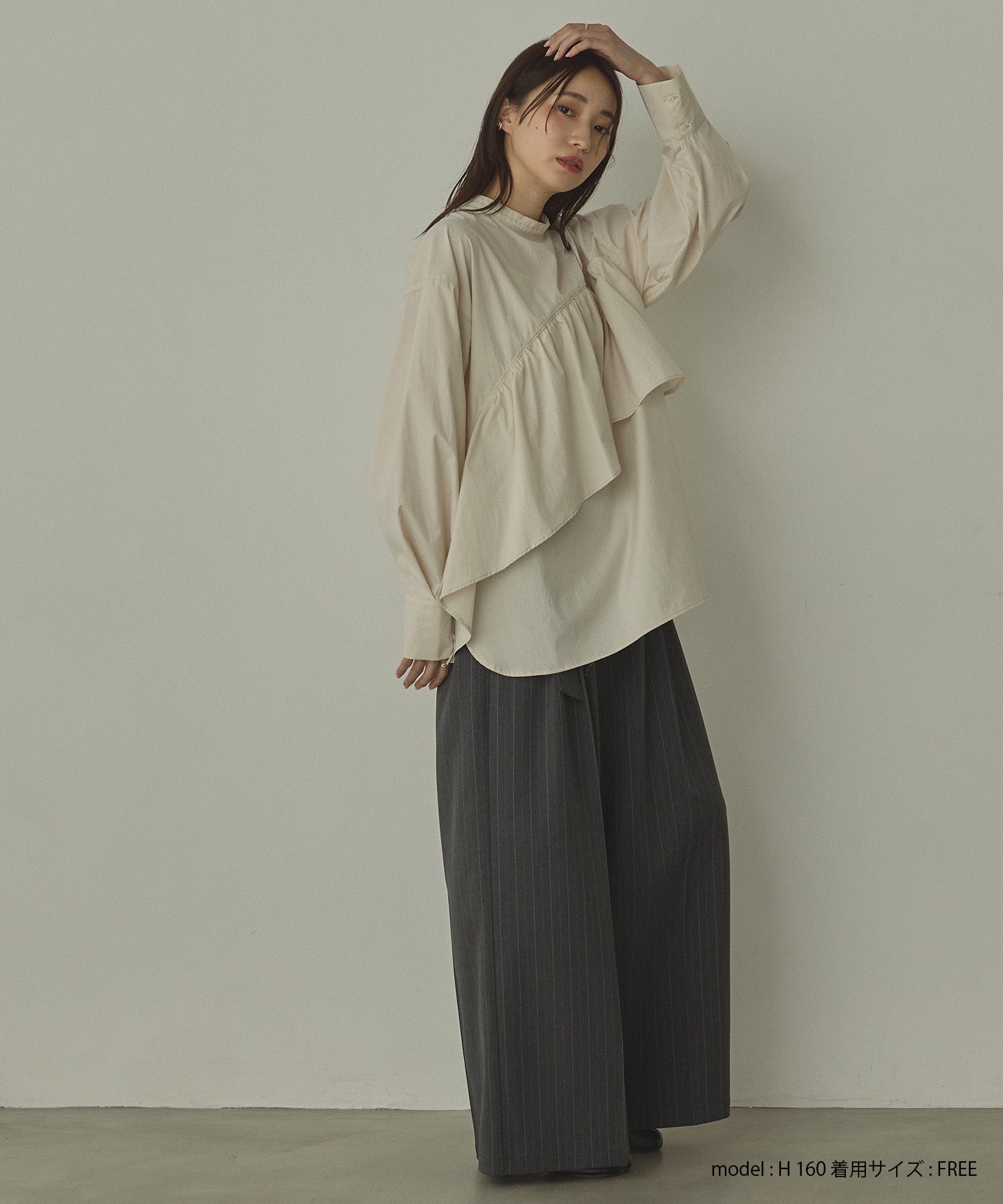 ポリエステルブロード 前後2WAYフリルシャツ