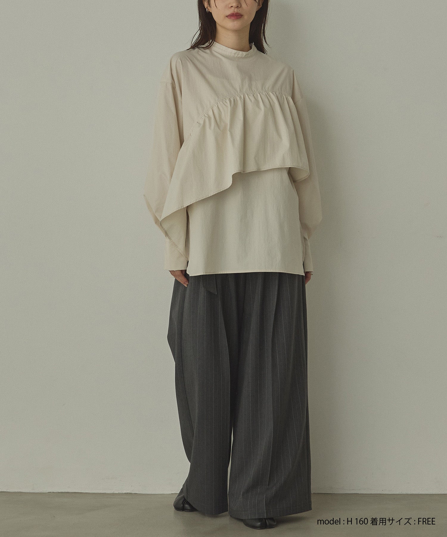 ポリエステルブロード 前後2WAYフリルシャツ