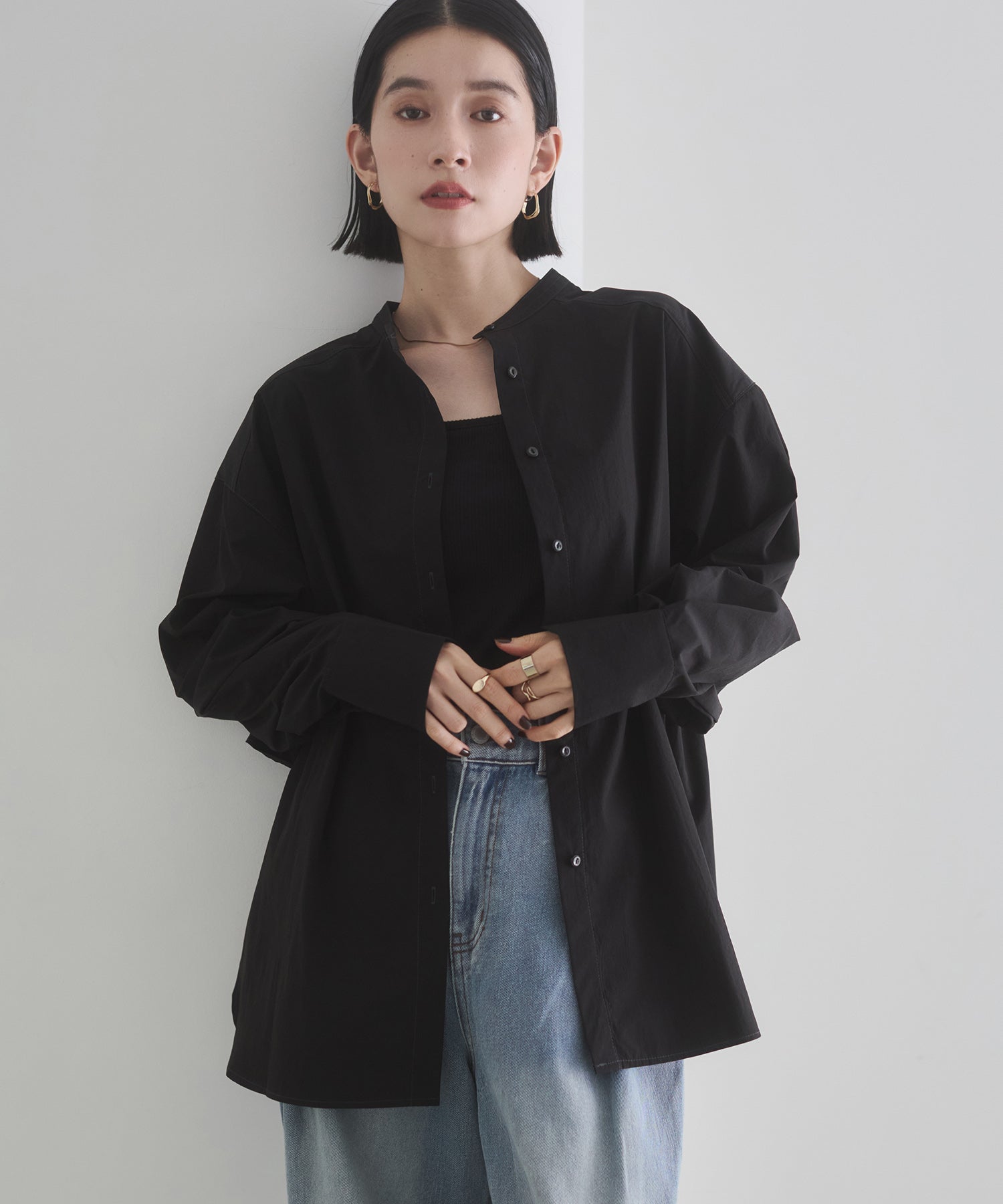 ポリエステルブロード 前後2WAYフリルシャツ