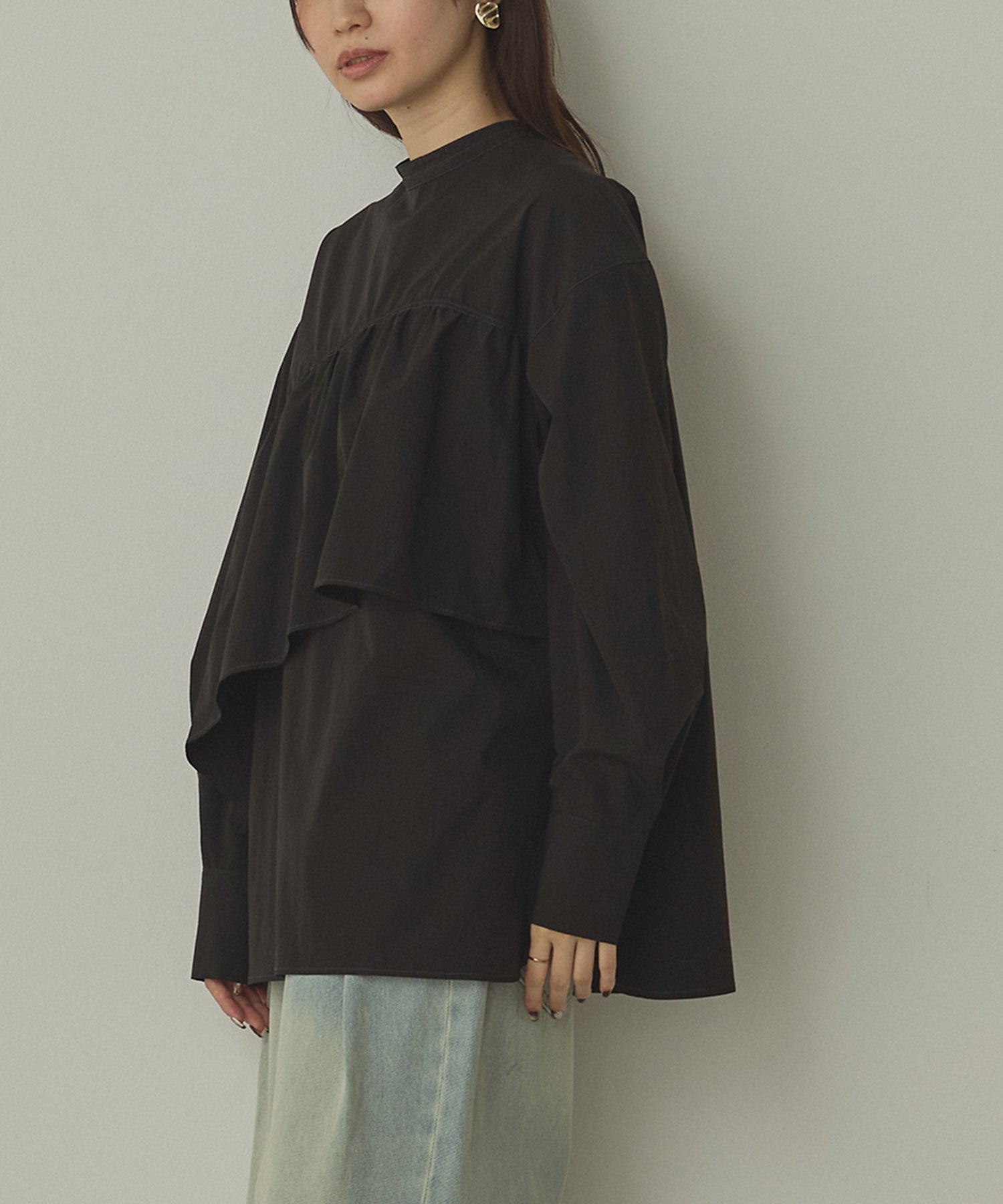 ポリエステルブロード 前後2WAYフリルシャツ