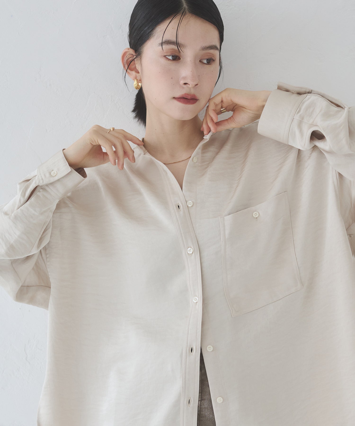 マットサテン オーバーシャツ