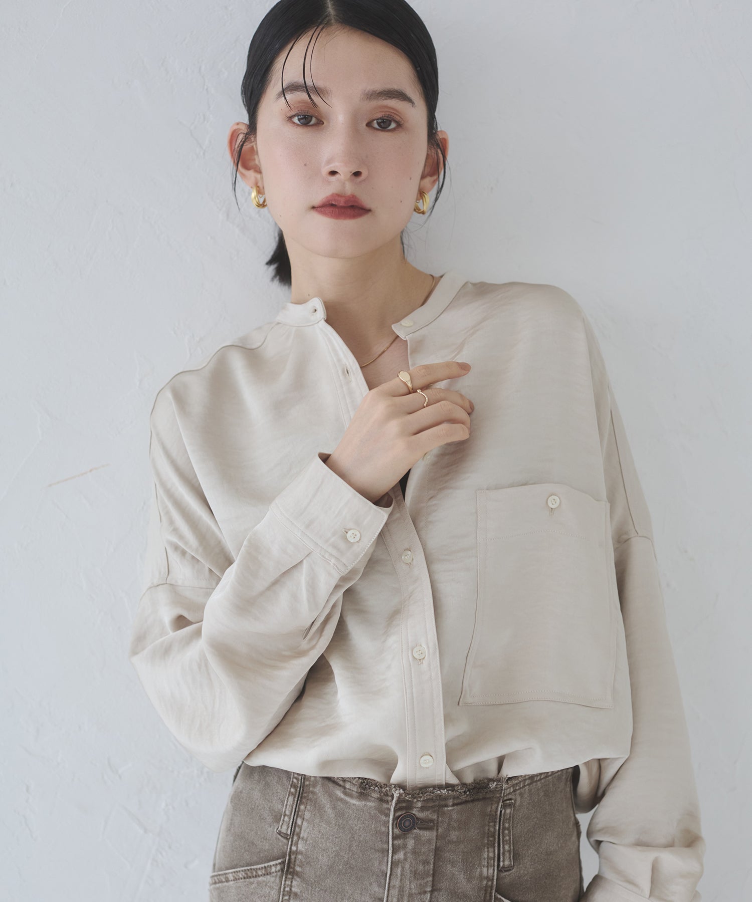 マットサテン オーバーシャツ